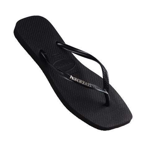 Slim Square Logo Metallic Flip Flops — alternate product/detail view