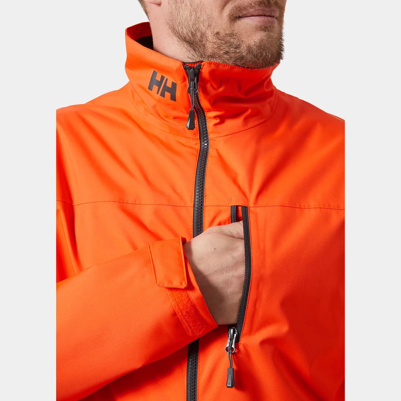 zip and collar detail on the sailing shell