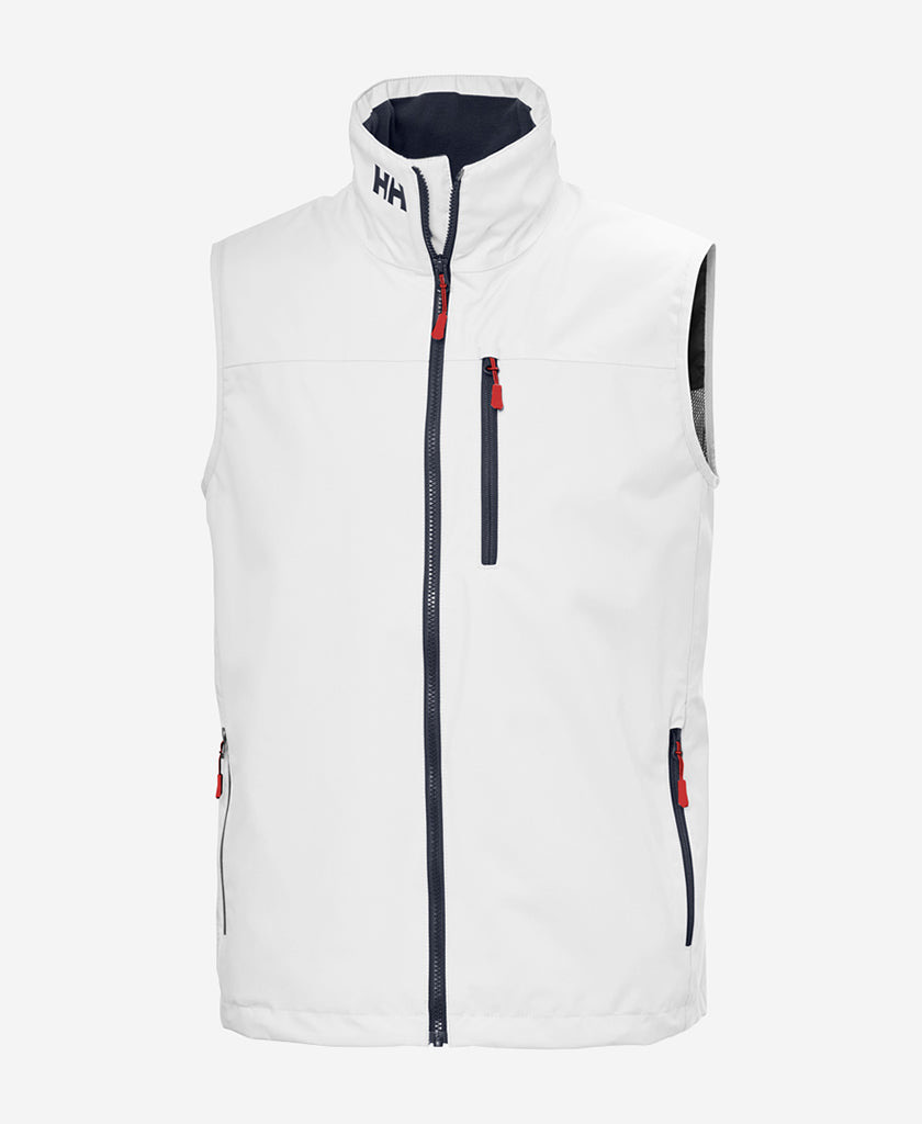white vest with contrast zip pulls