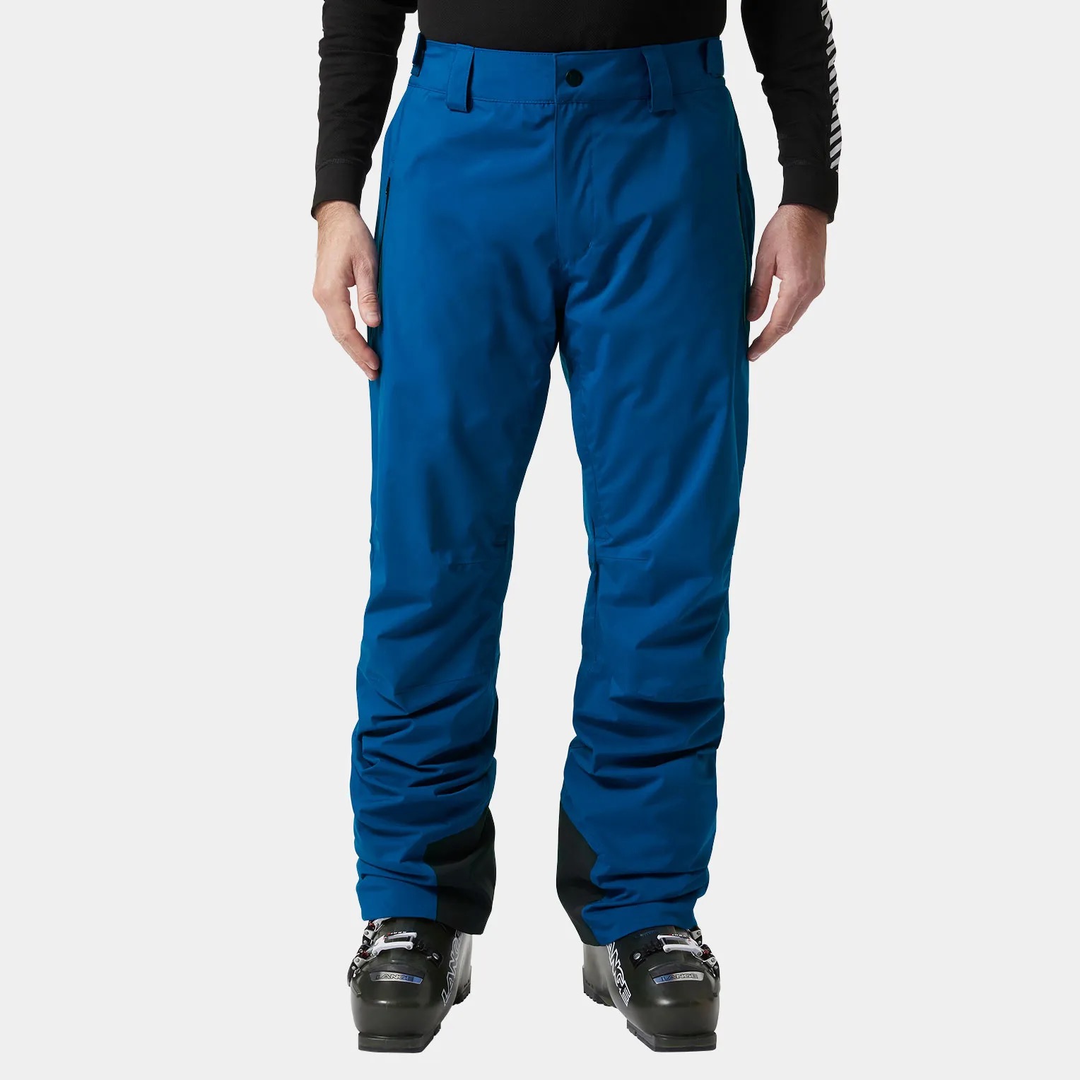 blue on-body ski pants