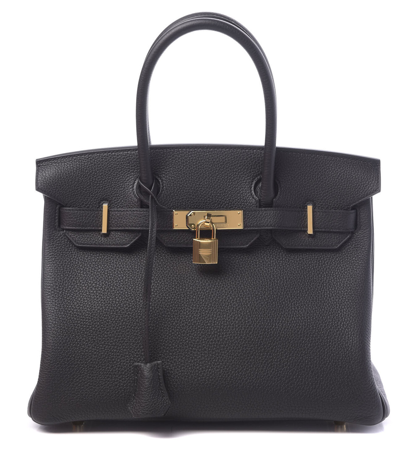 Birkin 30 in black Togo with the padlock and leather clochette