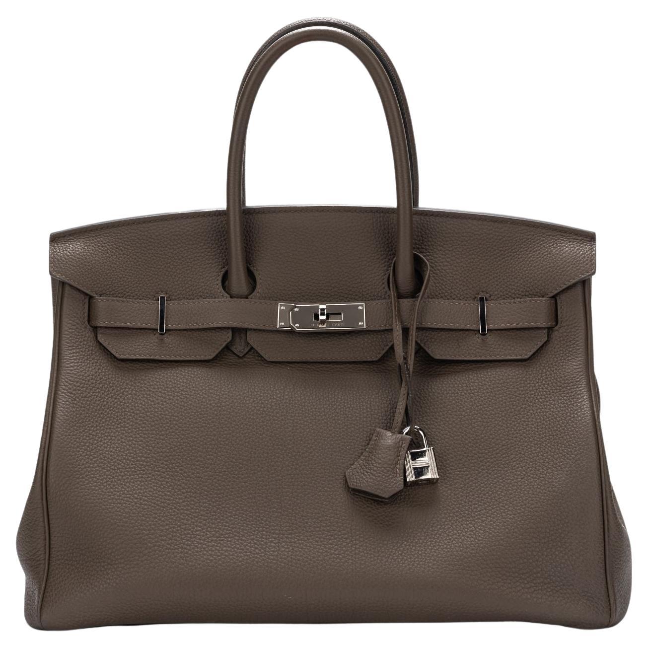 Birkin 35 in étain with palladium hardware and key bell