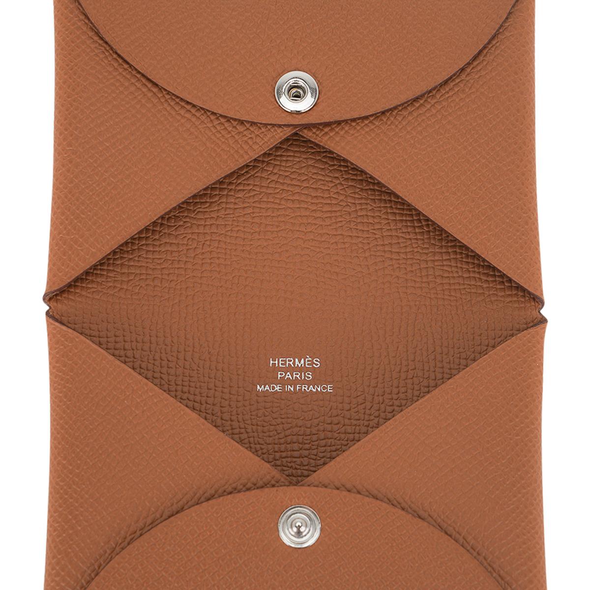 Tan Calvi unfolded showing the origami fold and HERMÈS PARIS stamp