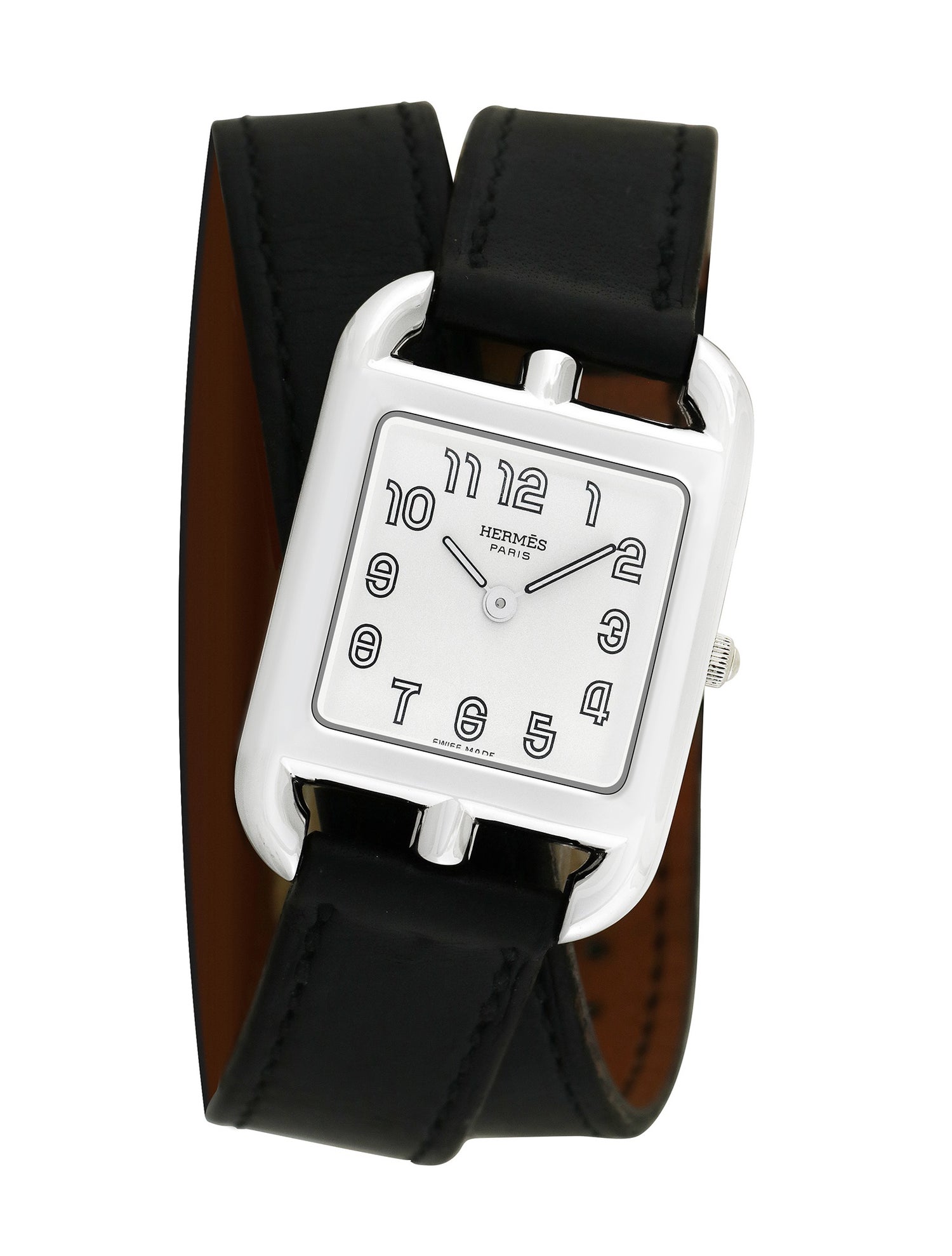 Cape Cod on a black double-tour strap — the Hermès Paris dial