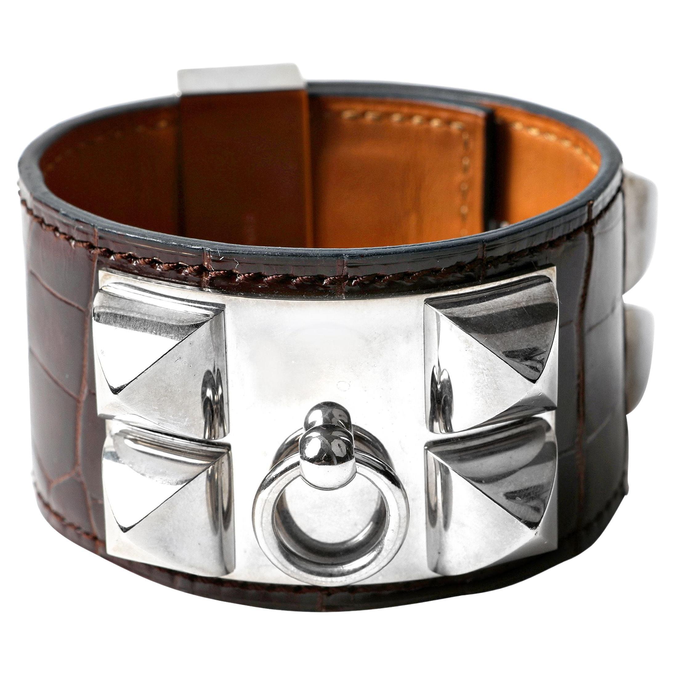 Chocolate alligator CDC three-quarter view of the wide cuff