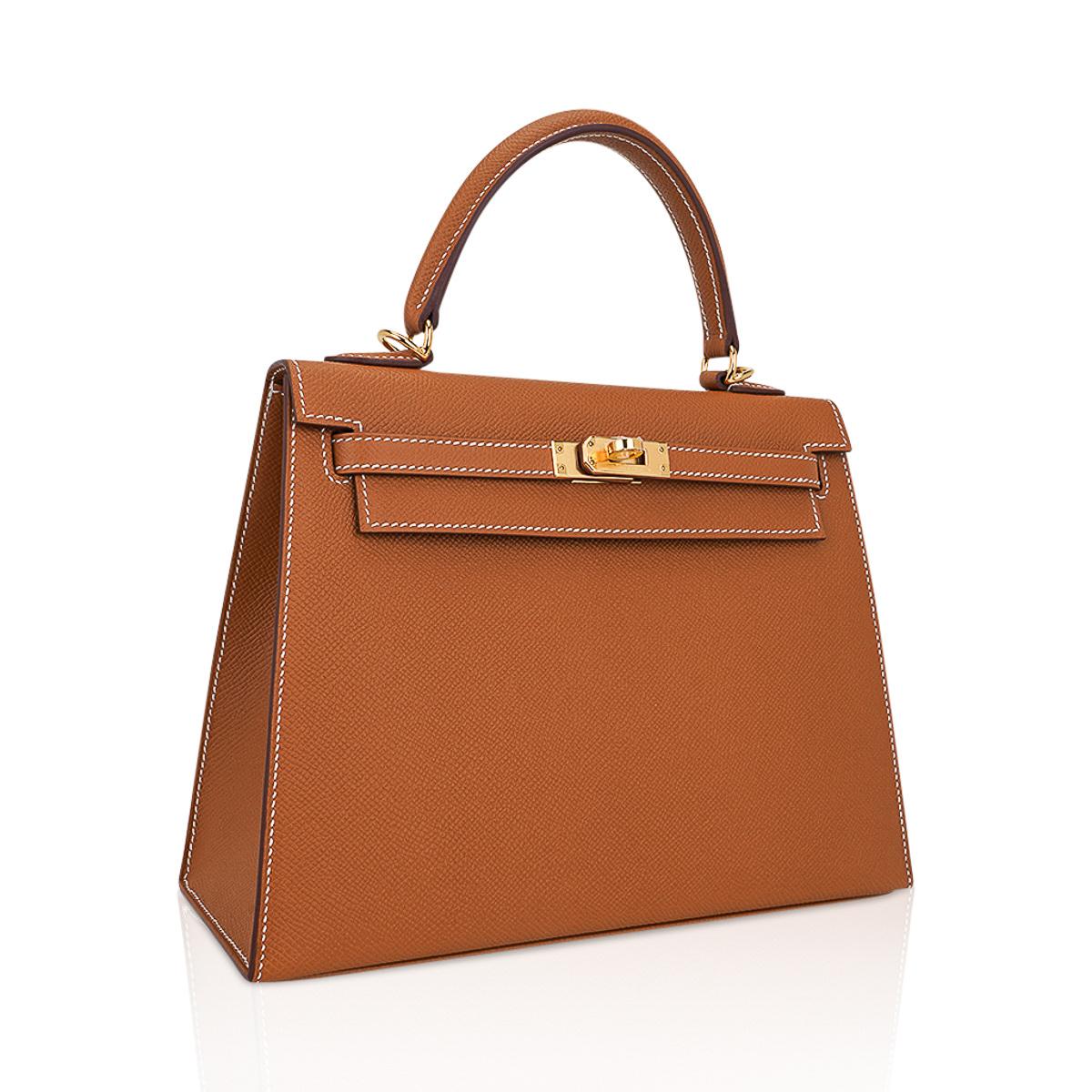 Gold Epsom Kelly Sellier — the single top handle and sangles closure