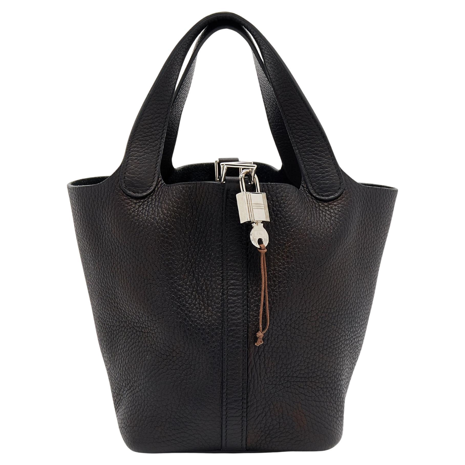 Black Picotin with the padlock and key bell on the leather strap