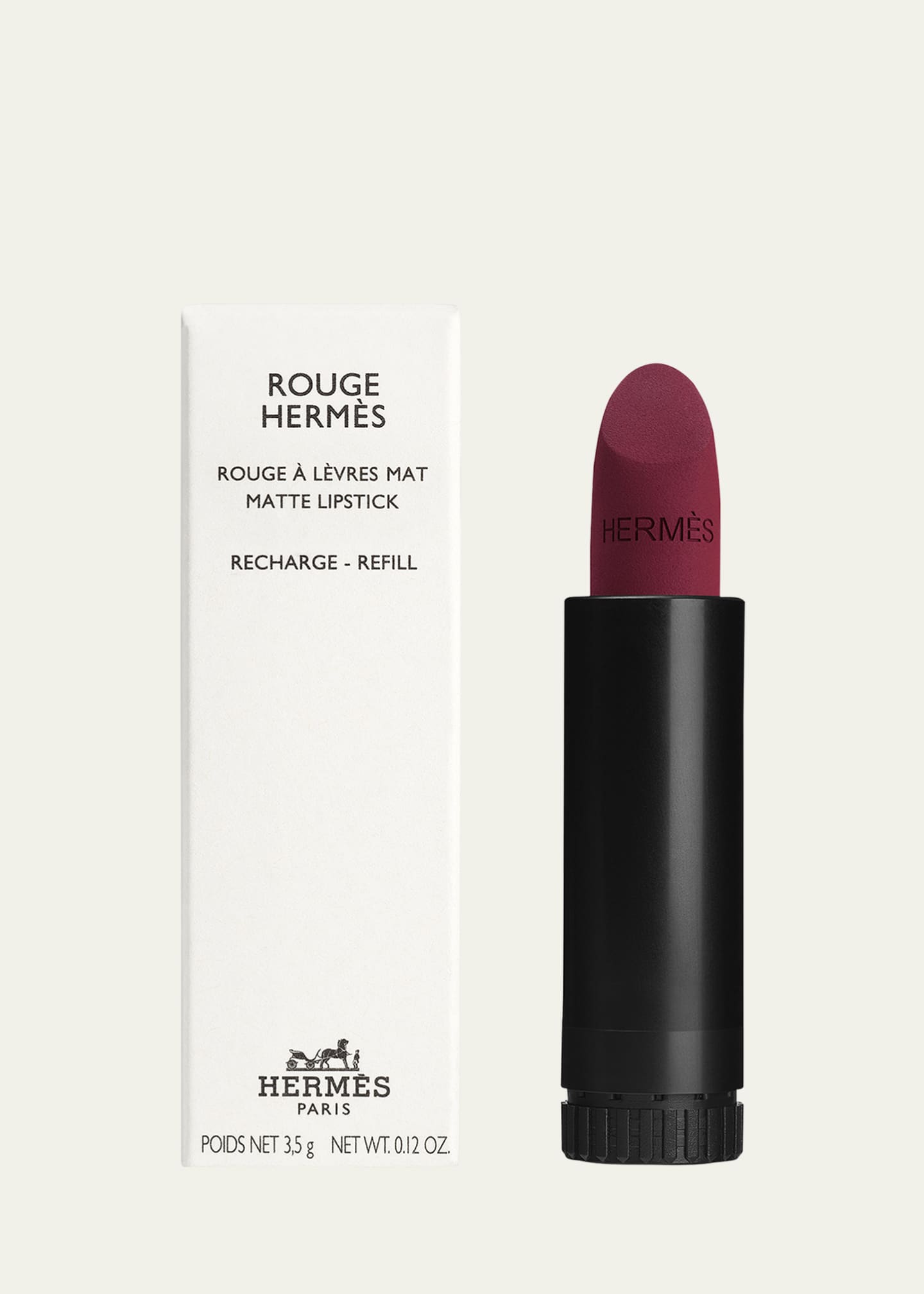 Burgundy matte refill bullet with the Rouge Hermès recharge box