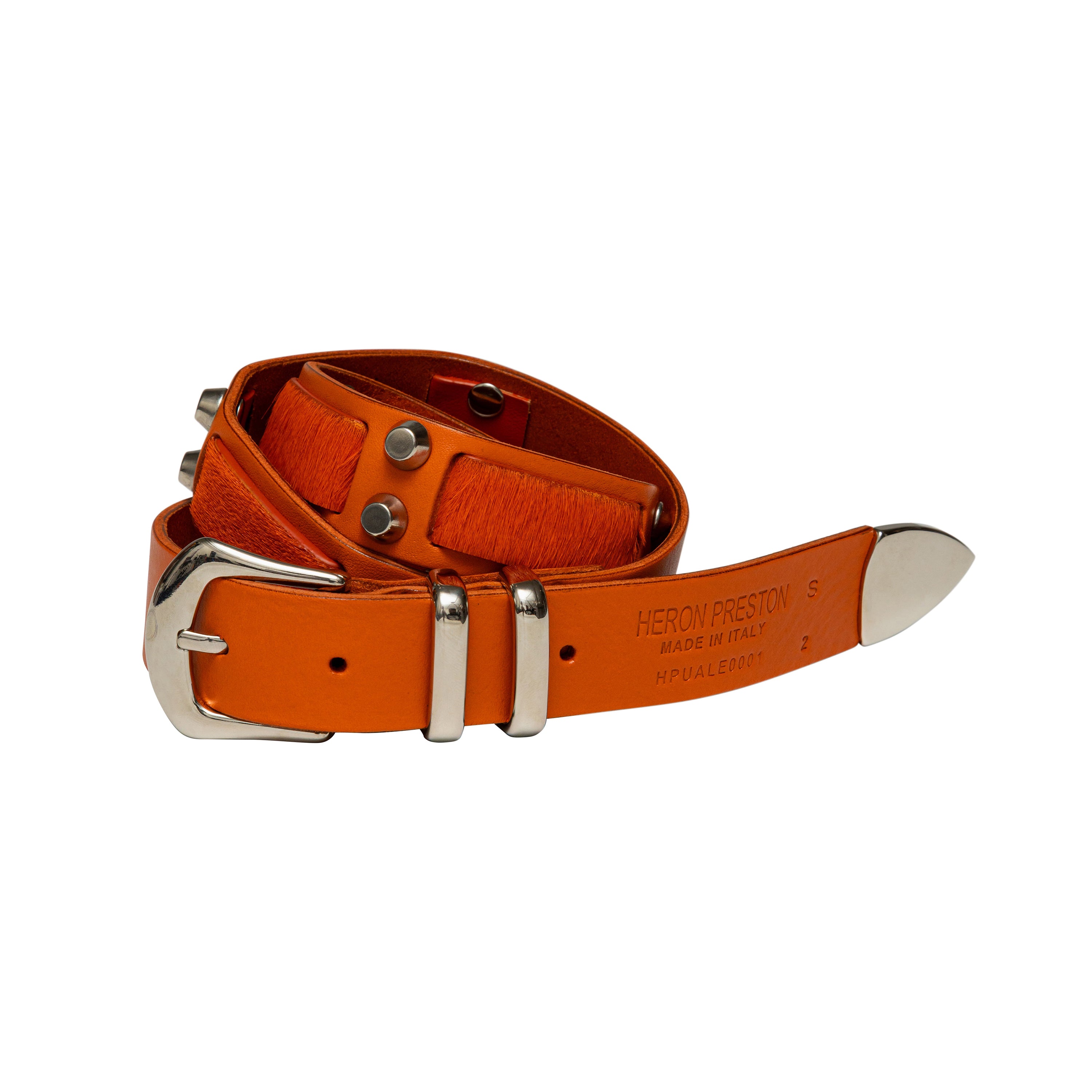 Orange Cow Hide Weave Belt