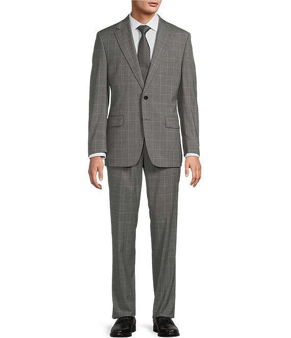 Harvard Classic Fit Flat Front Plaid 2-Piece Suit
