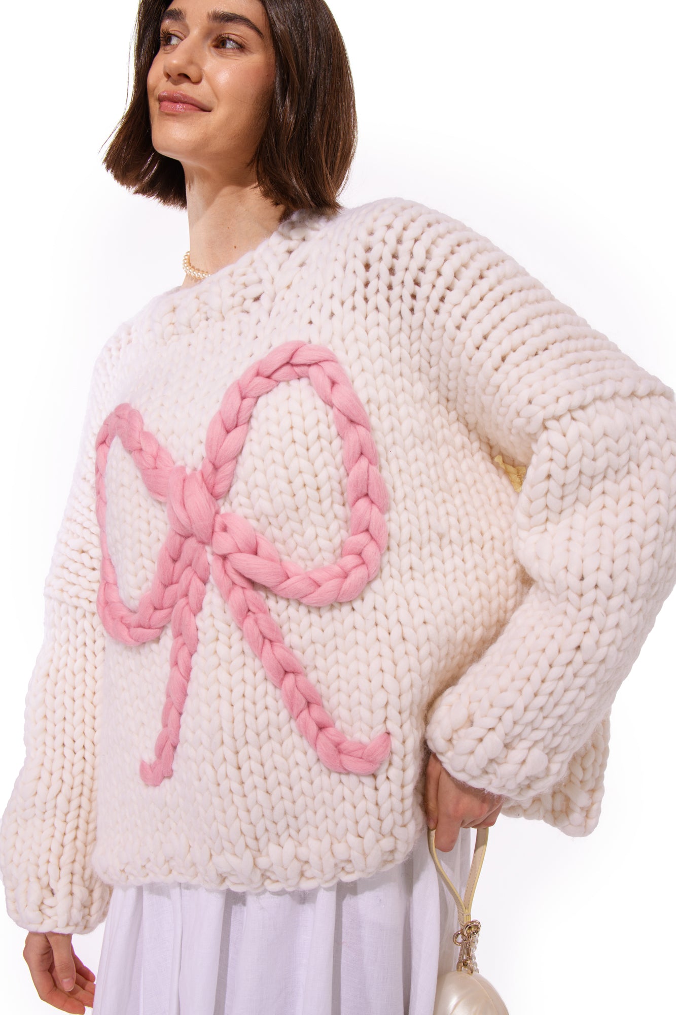 Half-length view of the slouchy sweater body