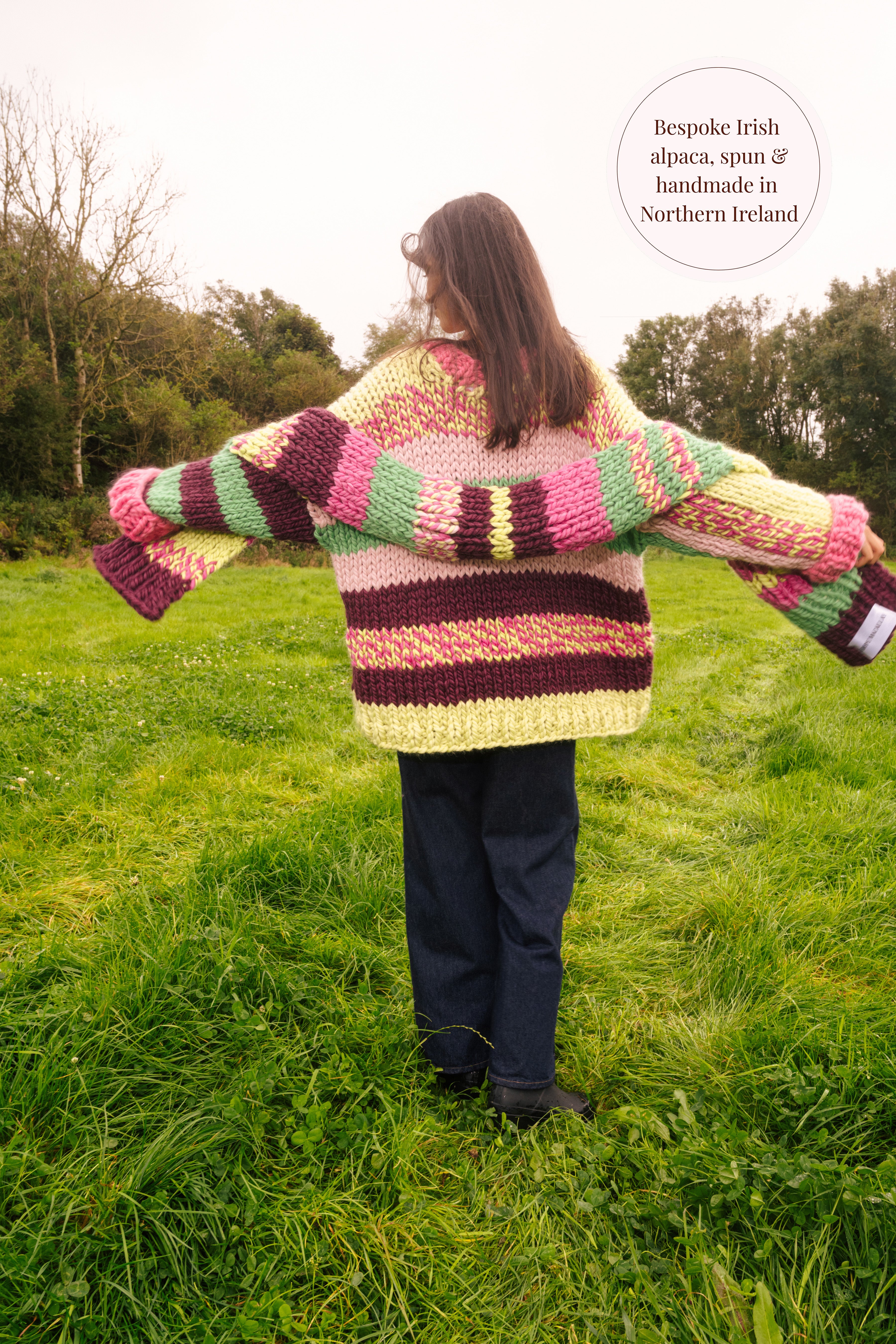 Back-facing view showing the scarf spread across the shoulders