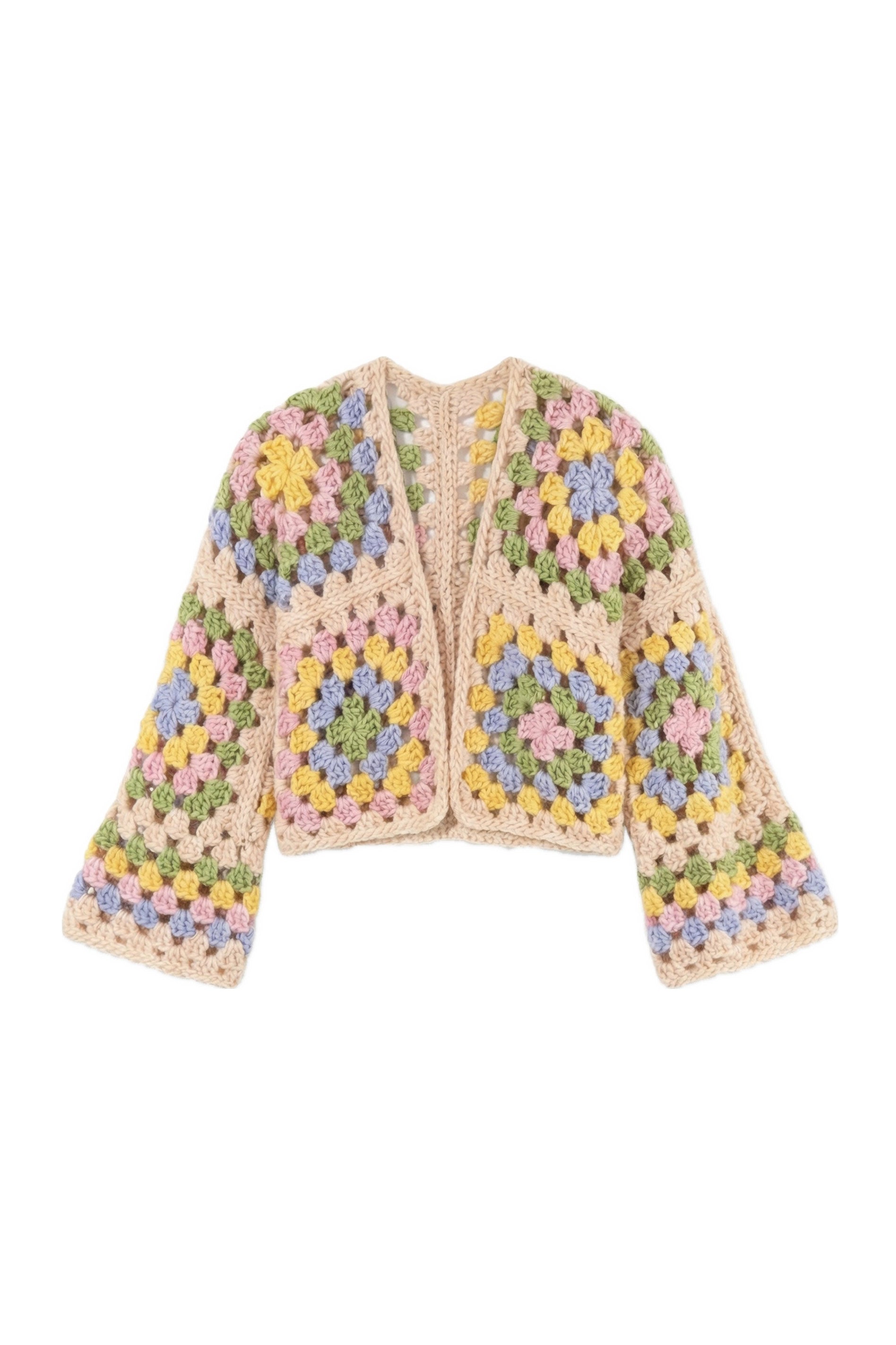 Flat view of the cardigan shape away from the body