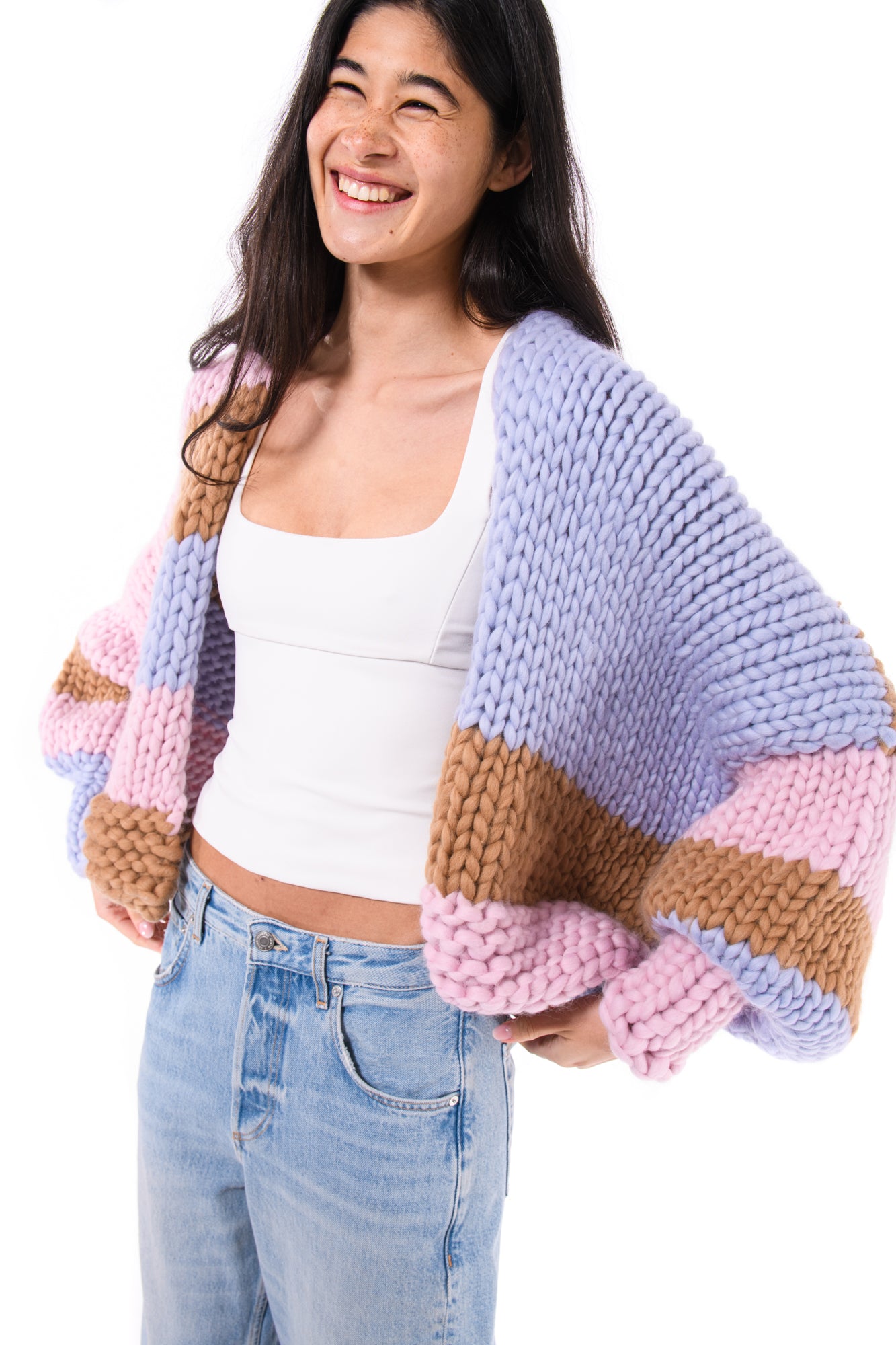 Relaxed off-duty styling with the cardigan worn open