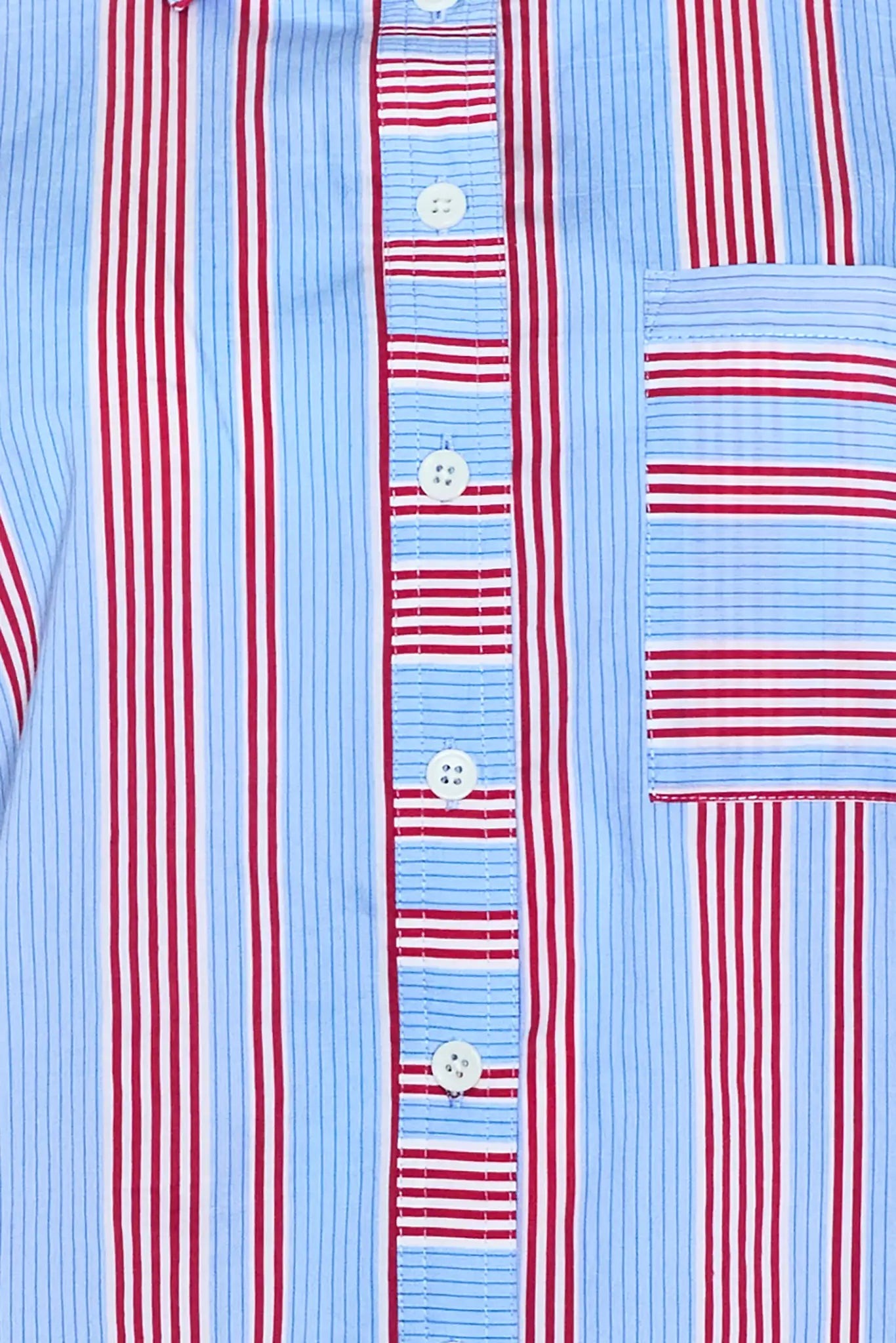 Close-up of the stripe-and-pocket detailing