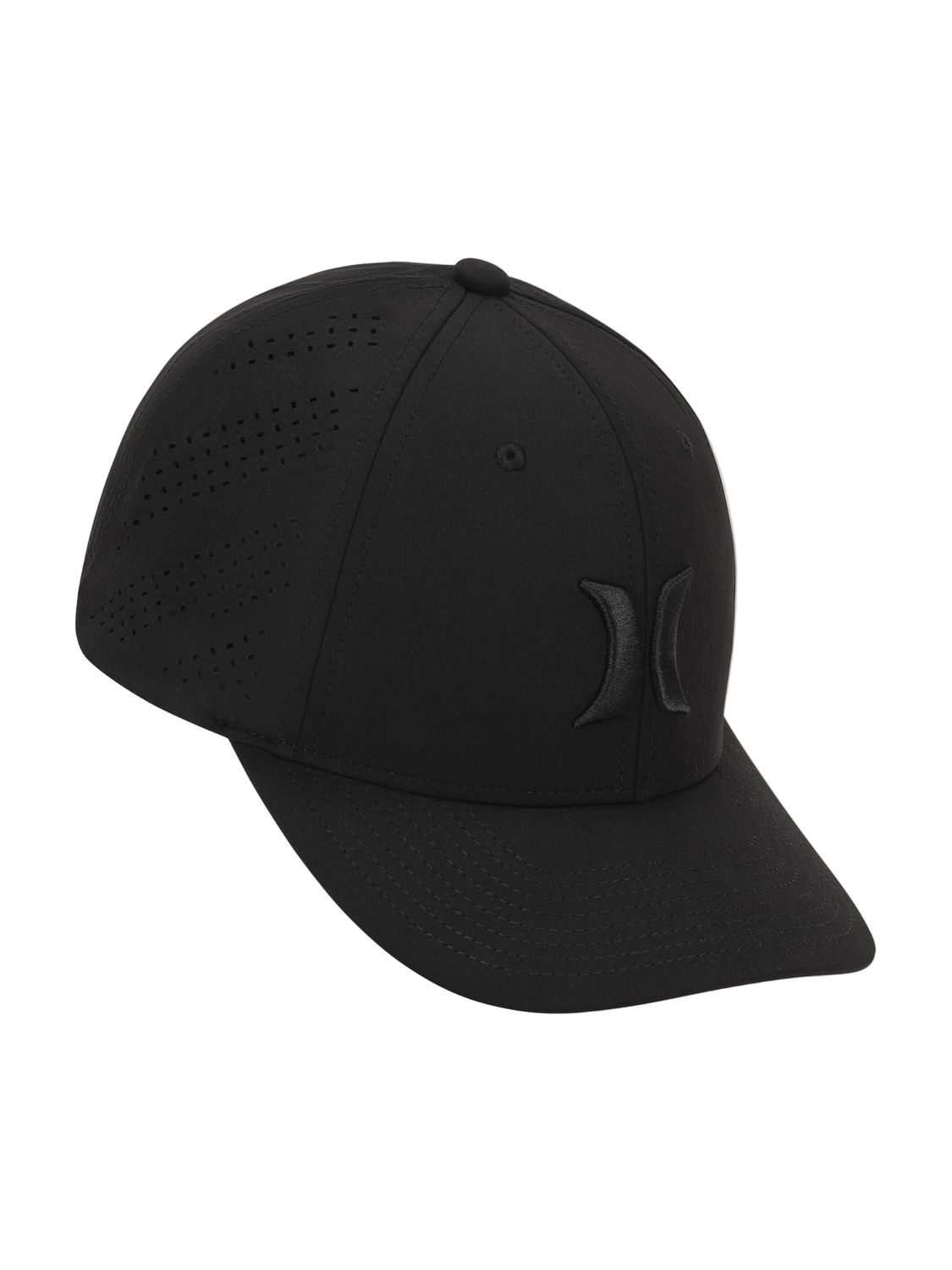 Three-quarter angle showing the perforated side panel.