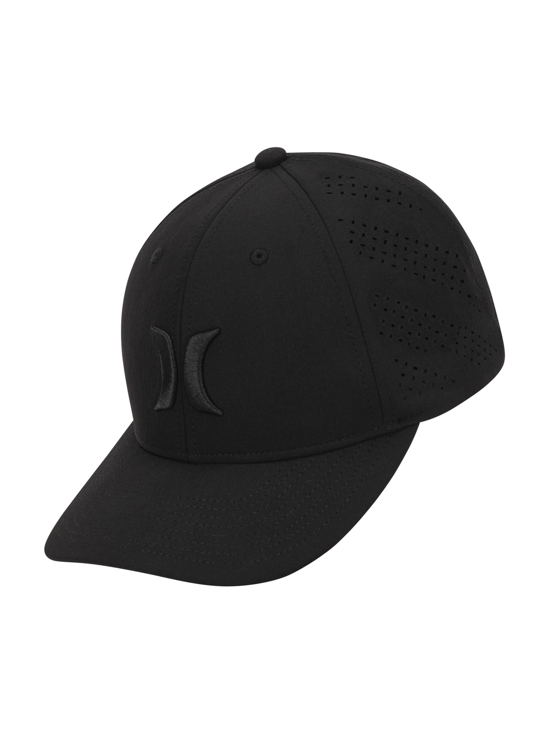 Side view with the curved bill and venting.