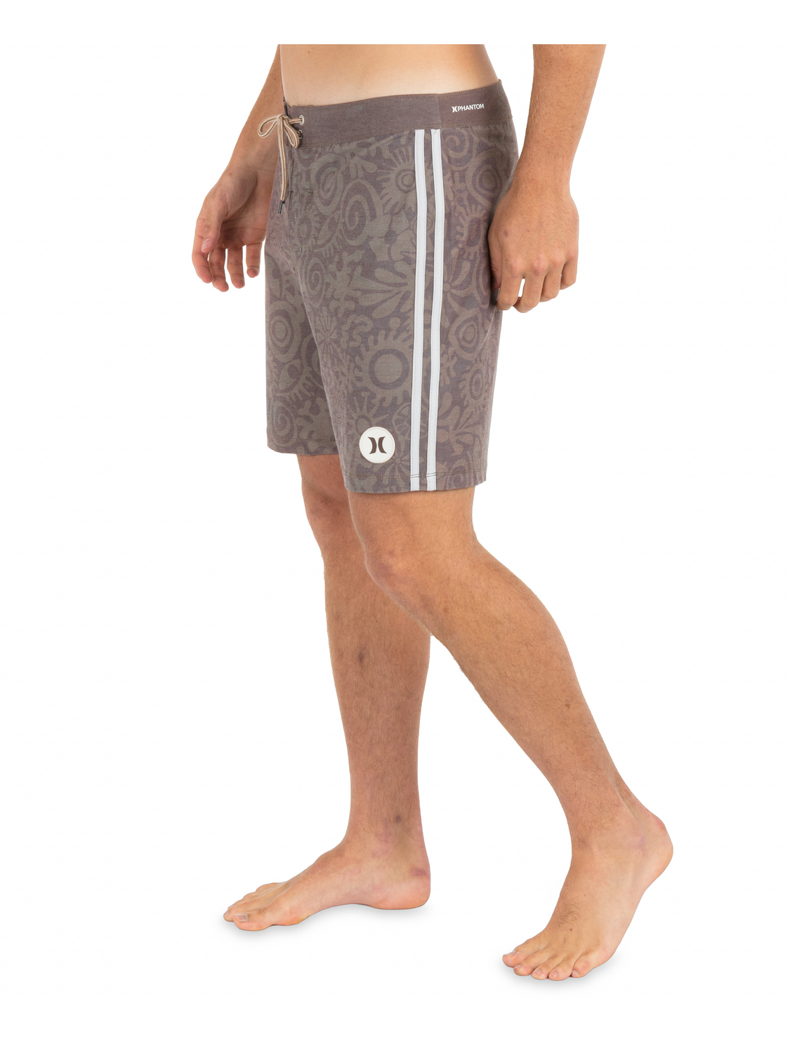 Side angle highlighting the double side stripes.
