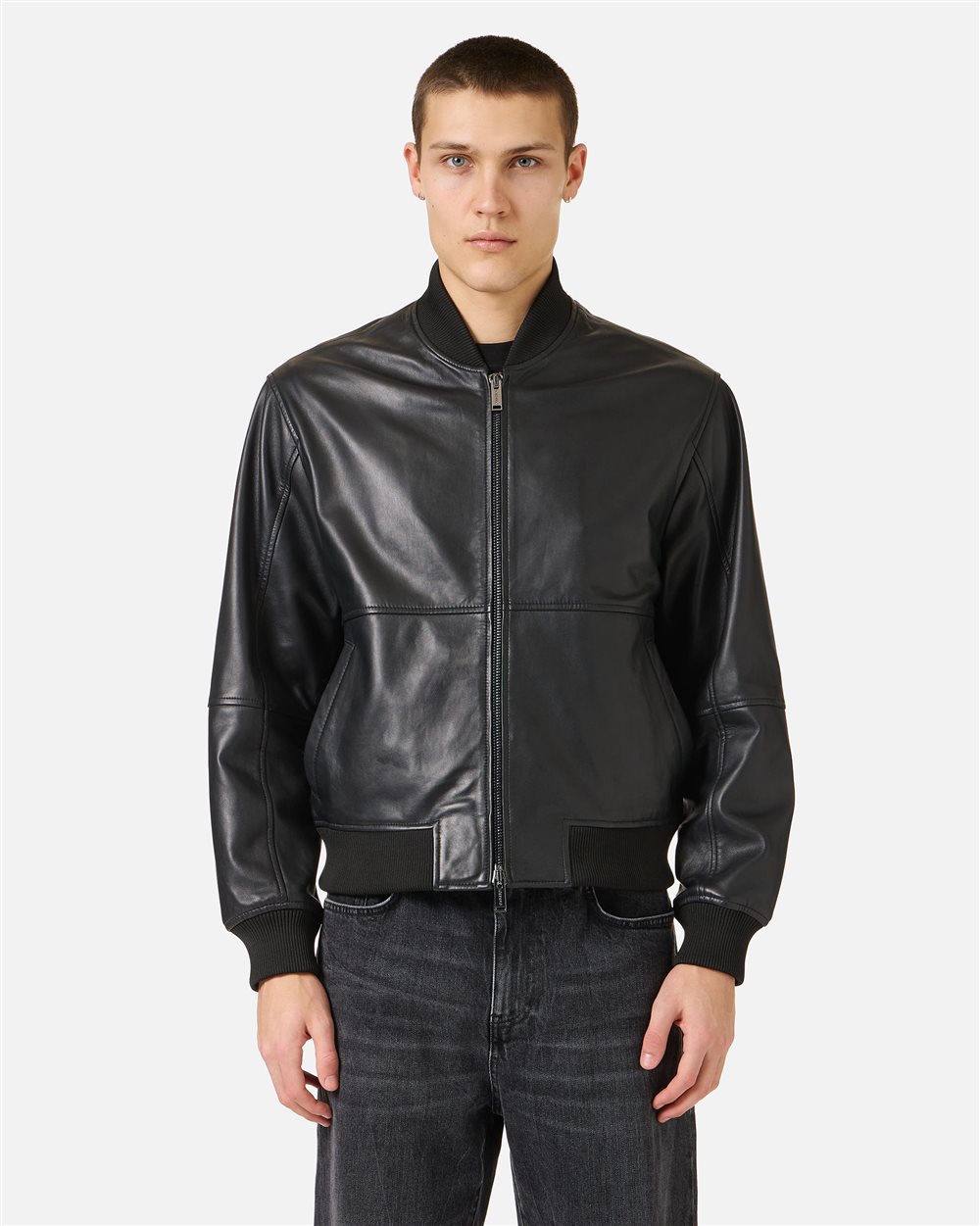 Dinosaur Embroidered Leather Jacket