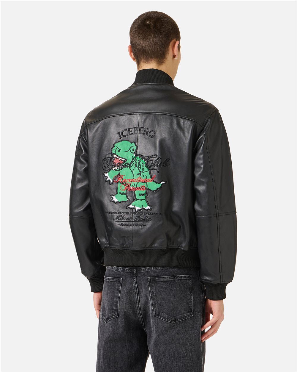 Back view with the dinosaur embroidery