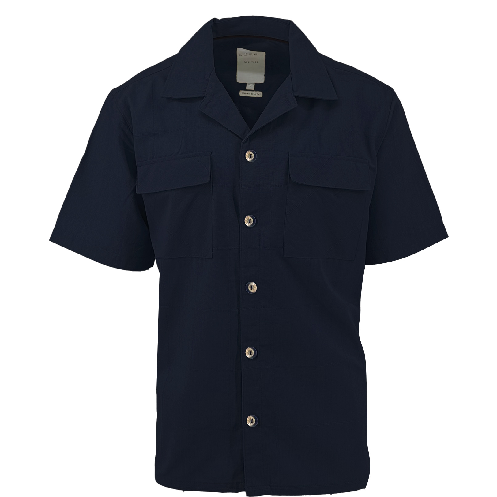 Linen Blend Tonal Dobby Two Pocket Short Sleeve Shirt