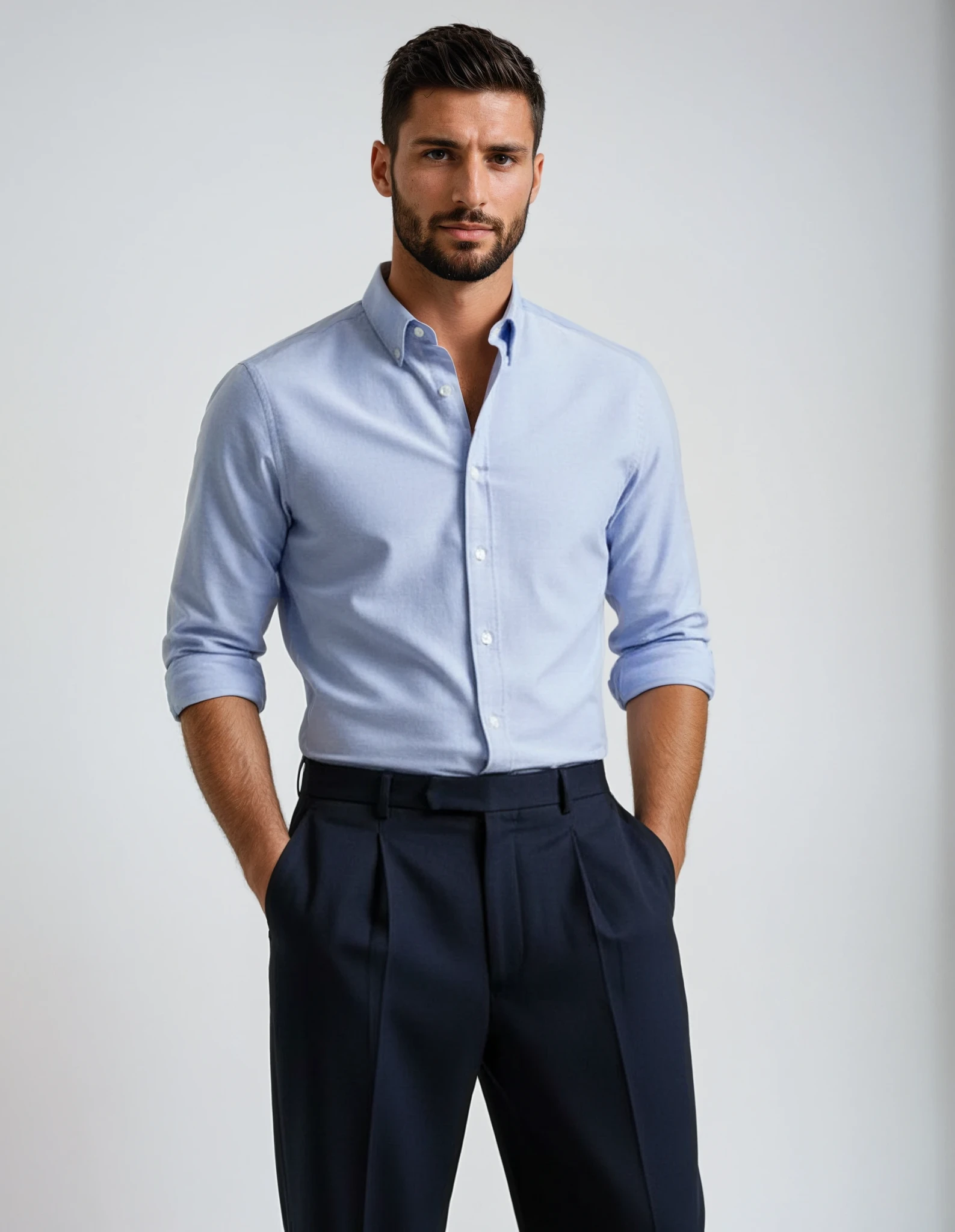 blue oxford styled look