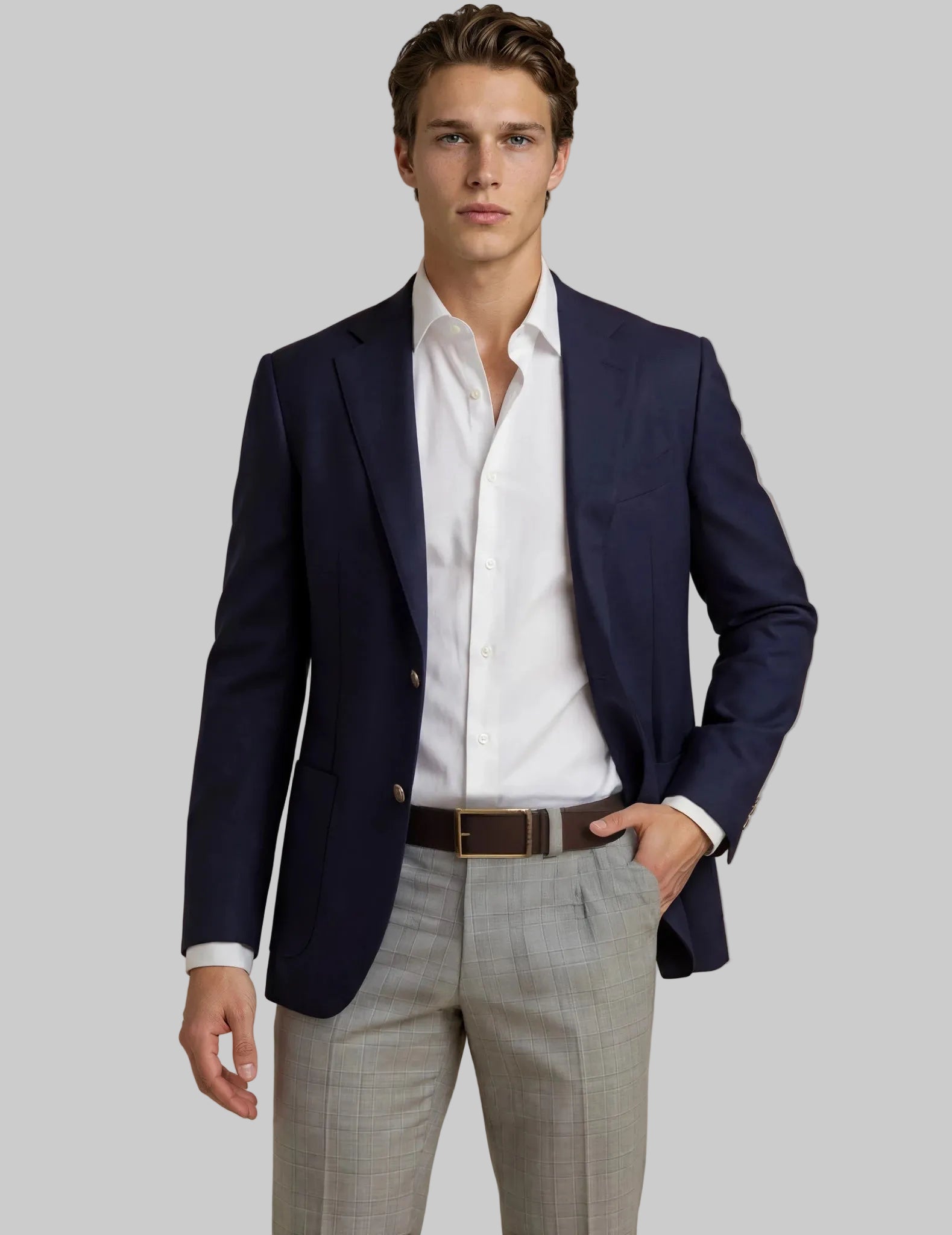 American Made Navy Hopsack Buffalo Nickel Blazer