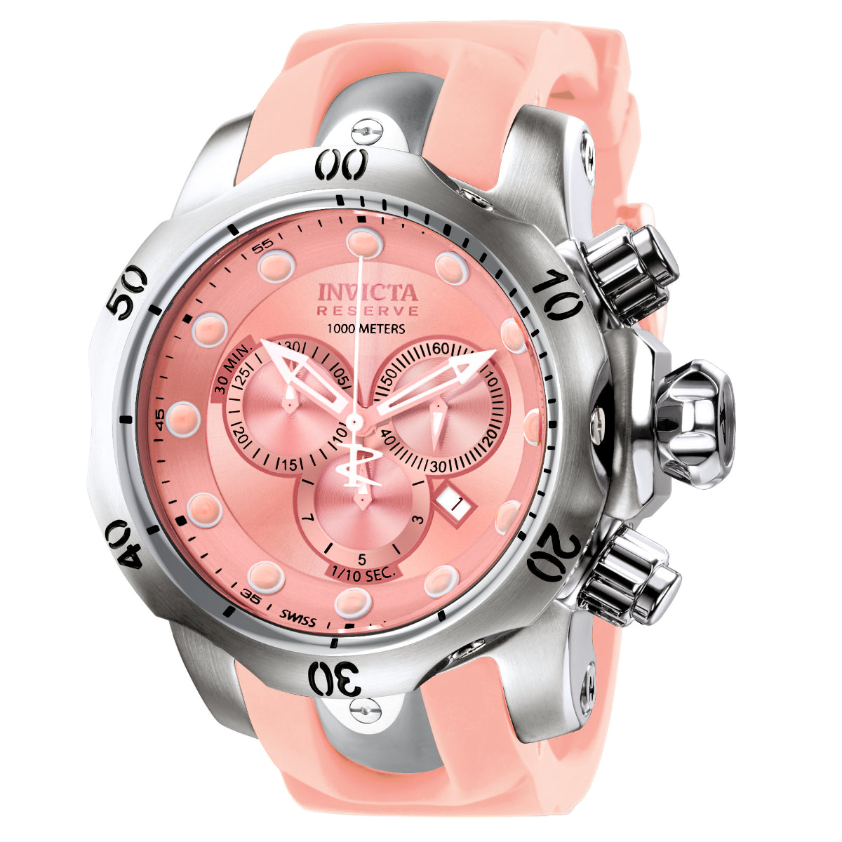 Venom Swiss Ronda 5040.D Caliber - 53.7mm, Steel, Pink
