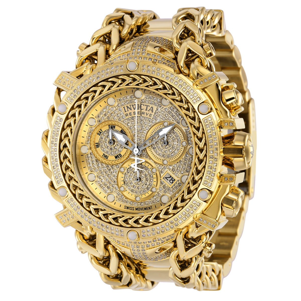 Gladiator 2.92 Carat Diamond Swiss Ronda Z60 Caliber - 58.3mm, Gold