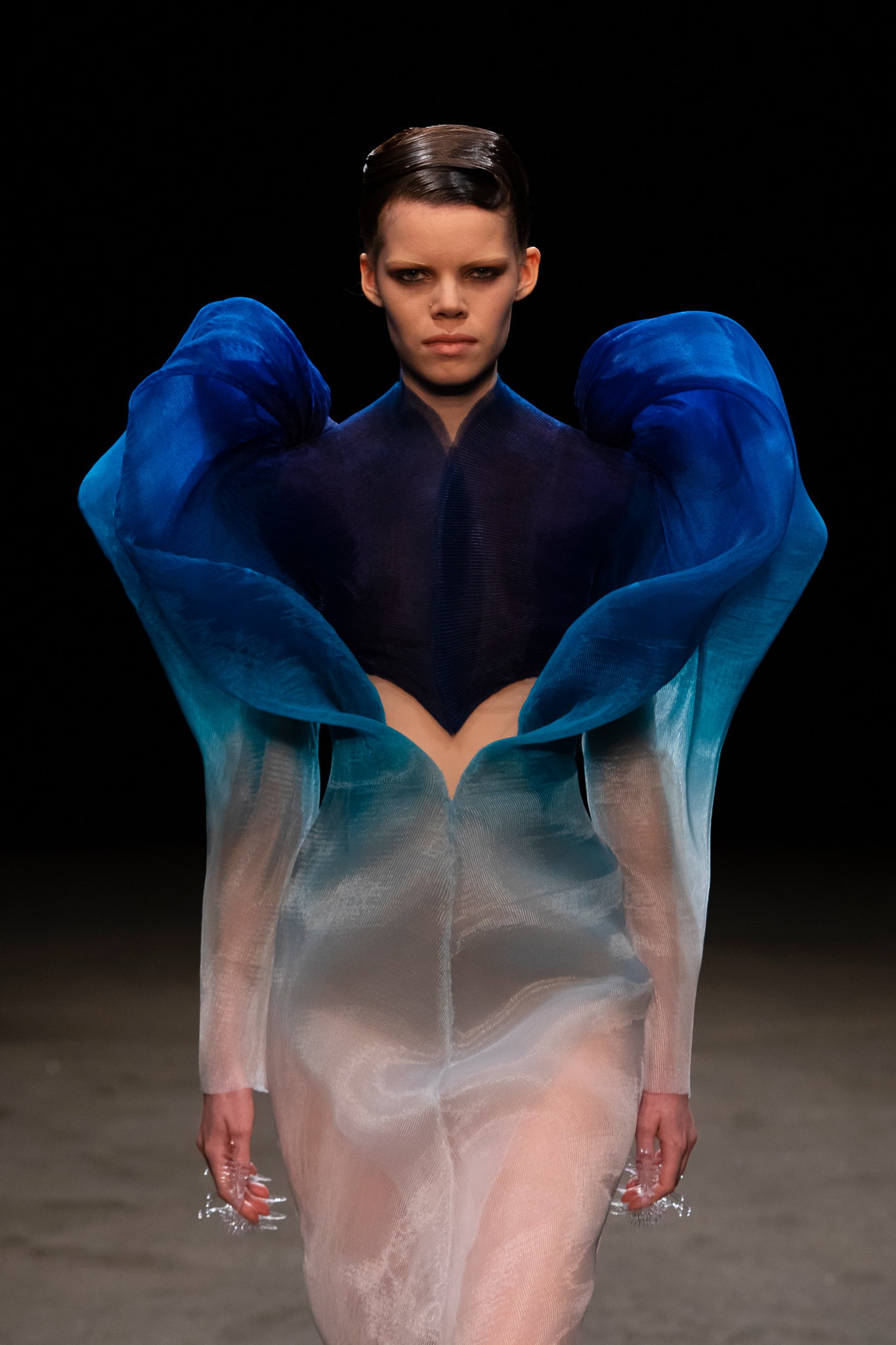 Official runway image from the Gio Staiano half-length series