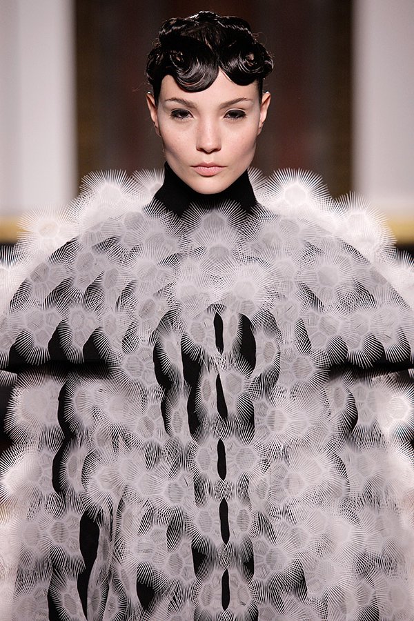 Soft-focus feathered volume contrasting with the technical line work