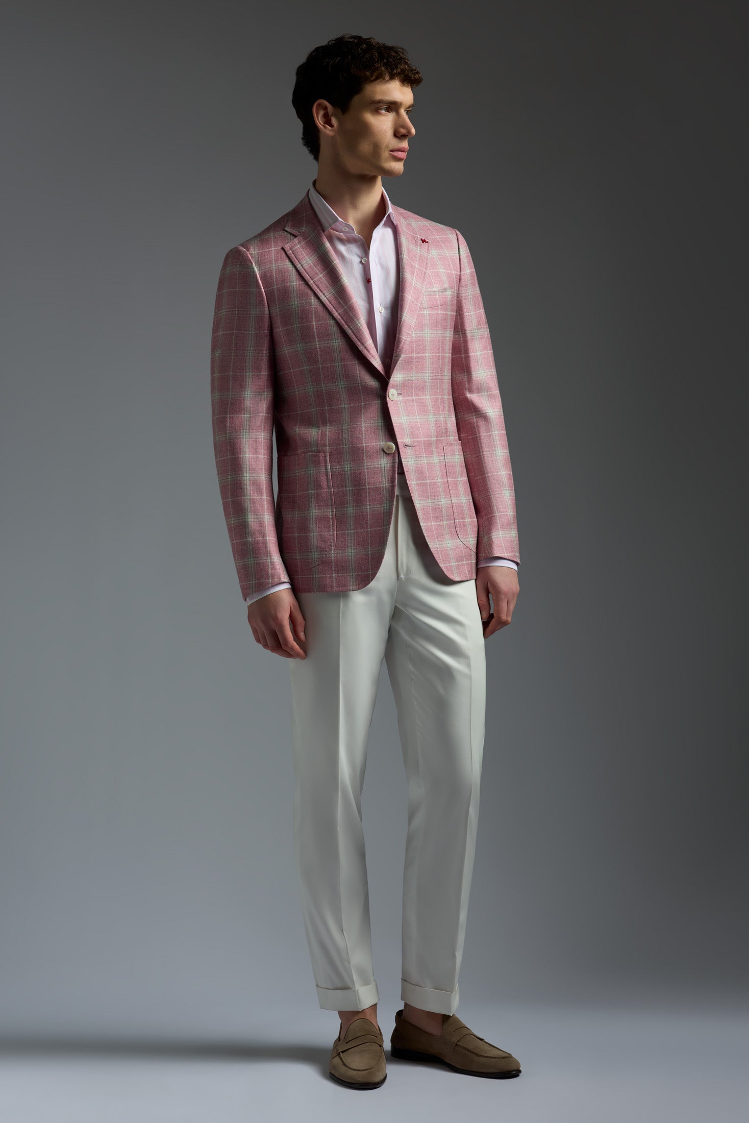 Wool Silk and Linen Capri Blazer three-quarter angle