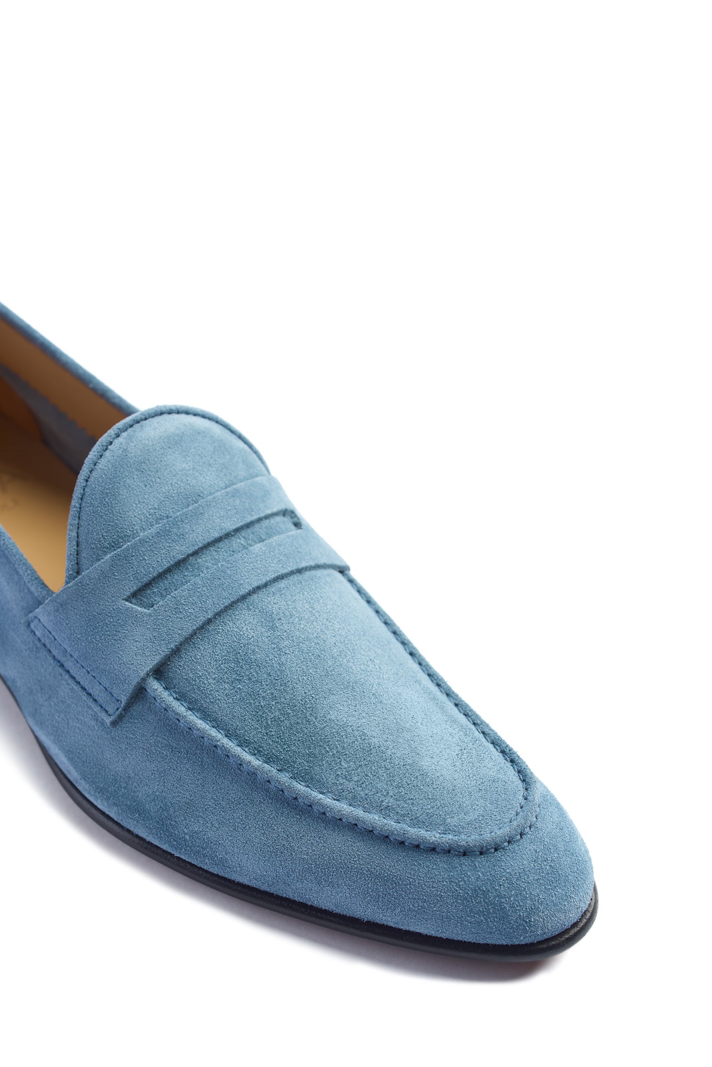 Unlined Suede Penny Loafer heel and back view