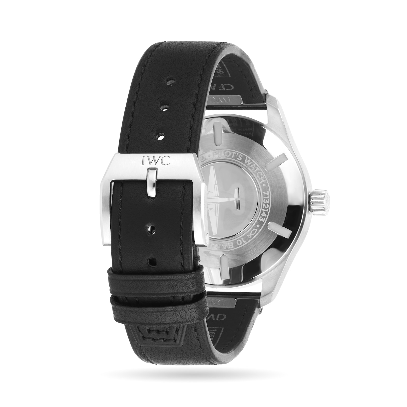 Rear three-quarter view of the leather strap and clasp side
