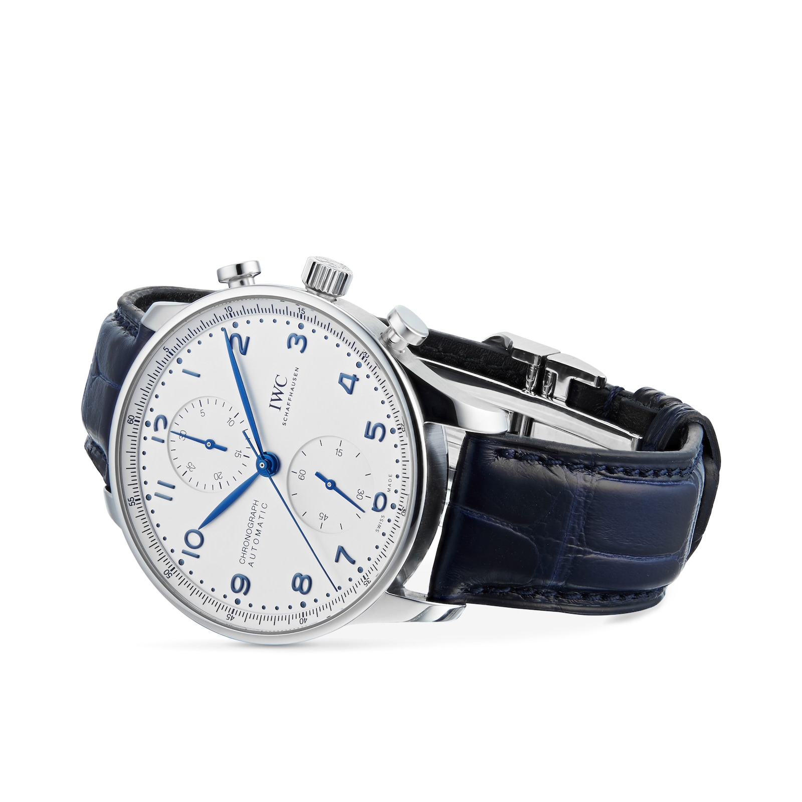 Three-quarter angle showing the slim bezel and open dial