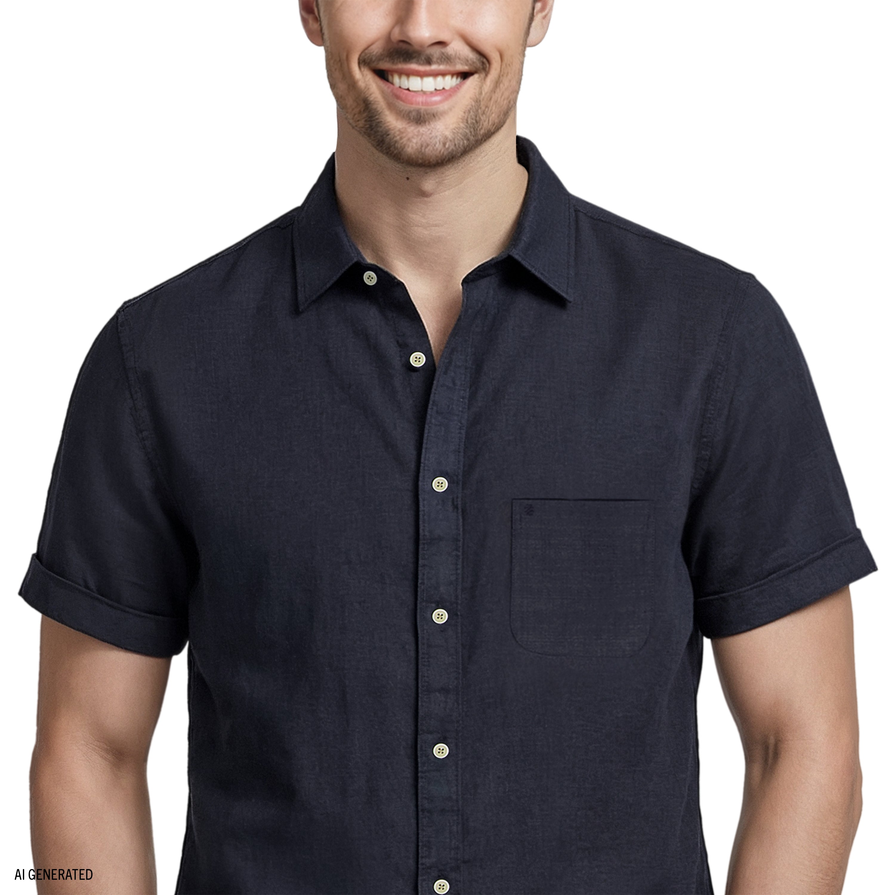 Chest and linen-blend close-up