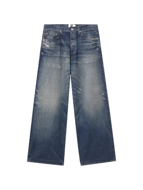 Distressed Wide-Leg Jeans