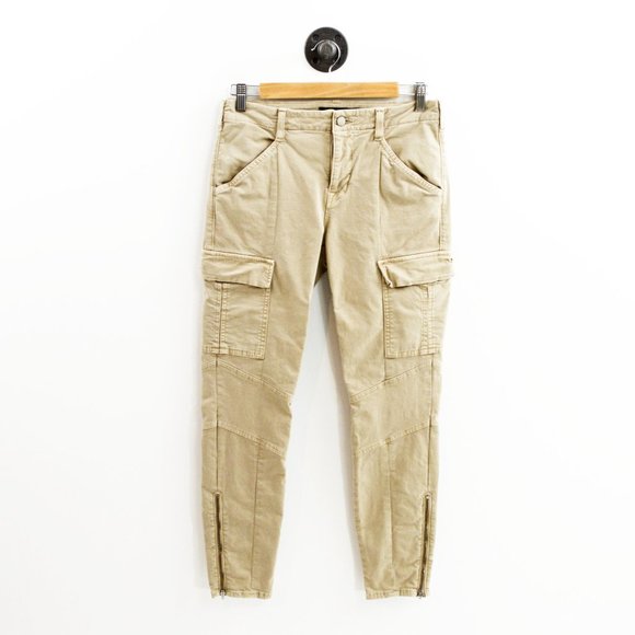 Lighter khaki pair emphasising the military-pocket layout