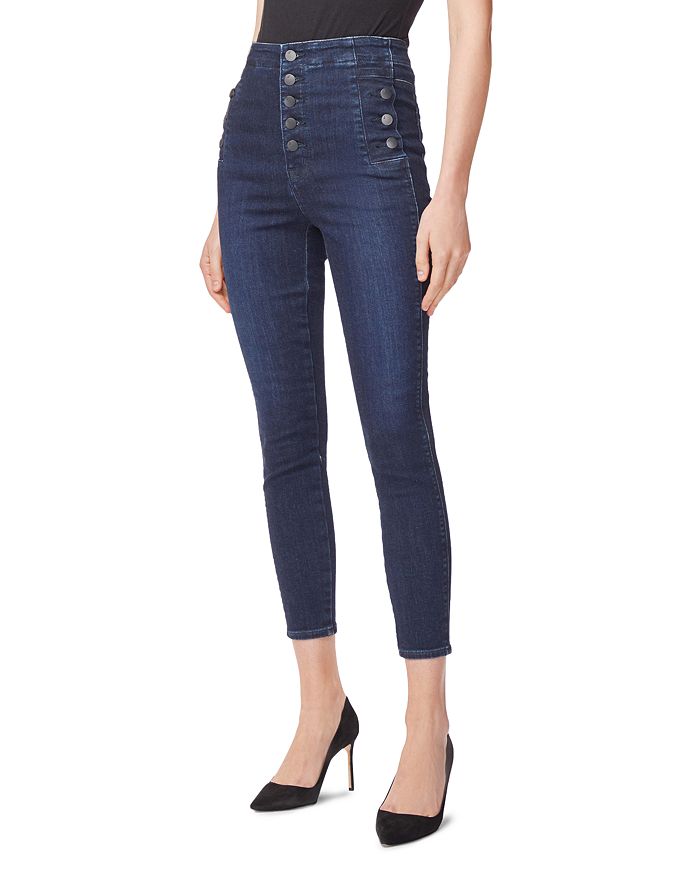 Cropped button-front variation in a clean indigo wash