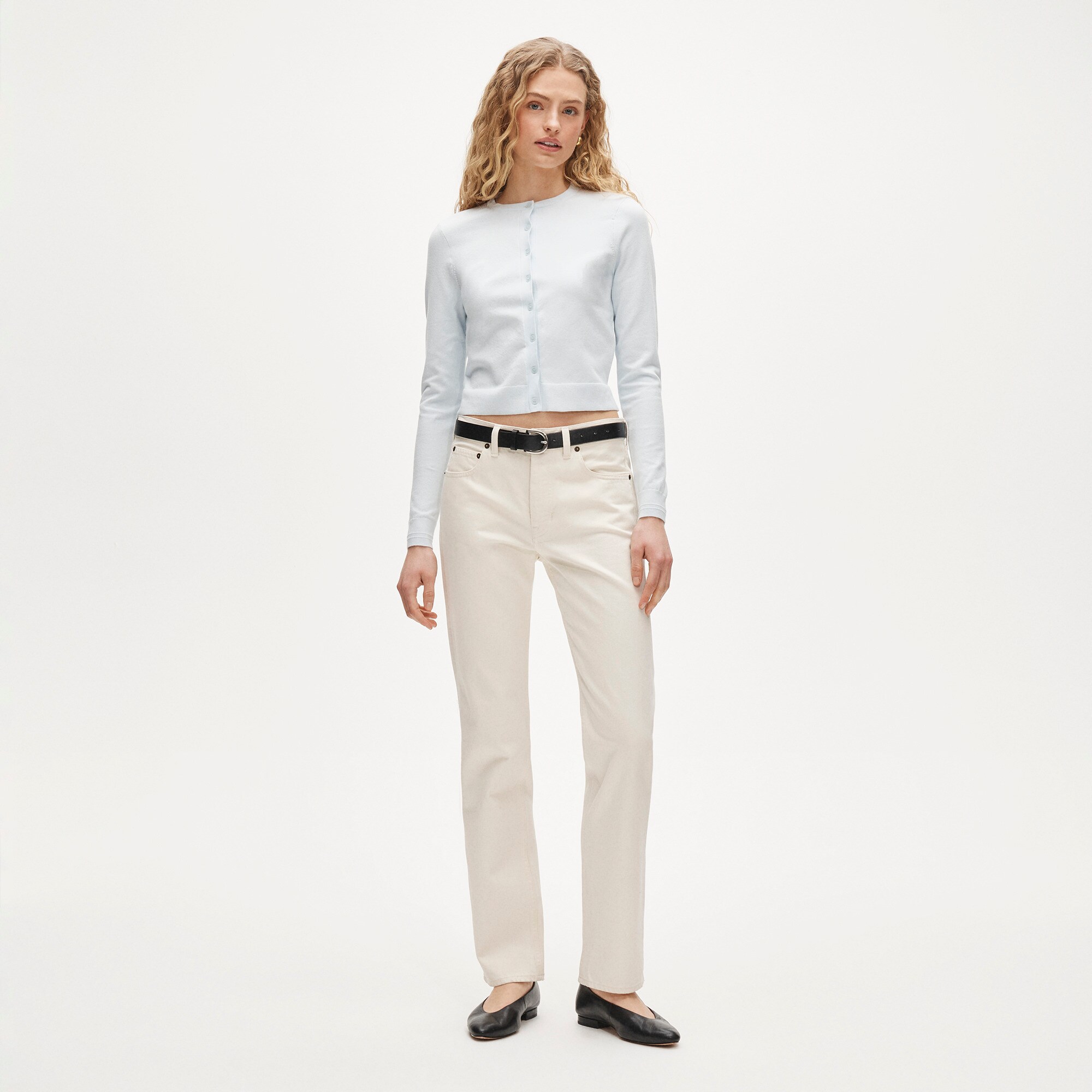 Full look — cropped, fitted and designed to wear buttoned as a top