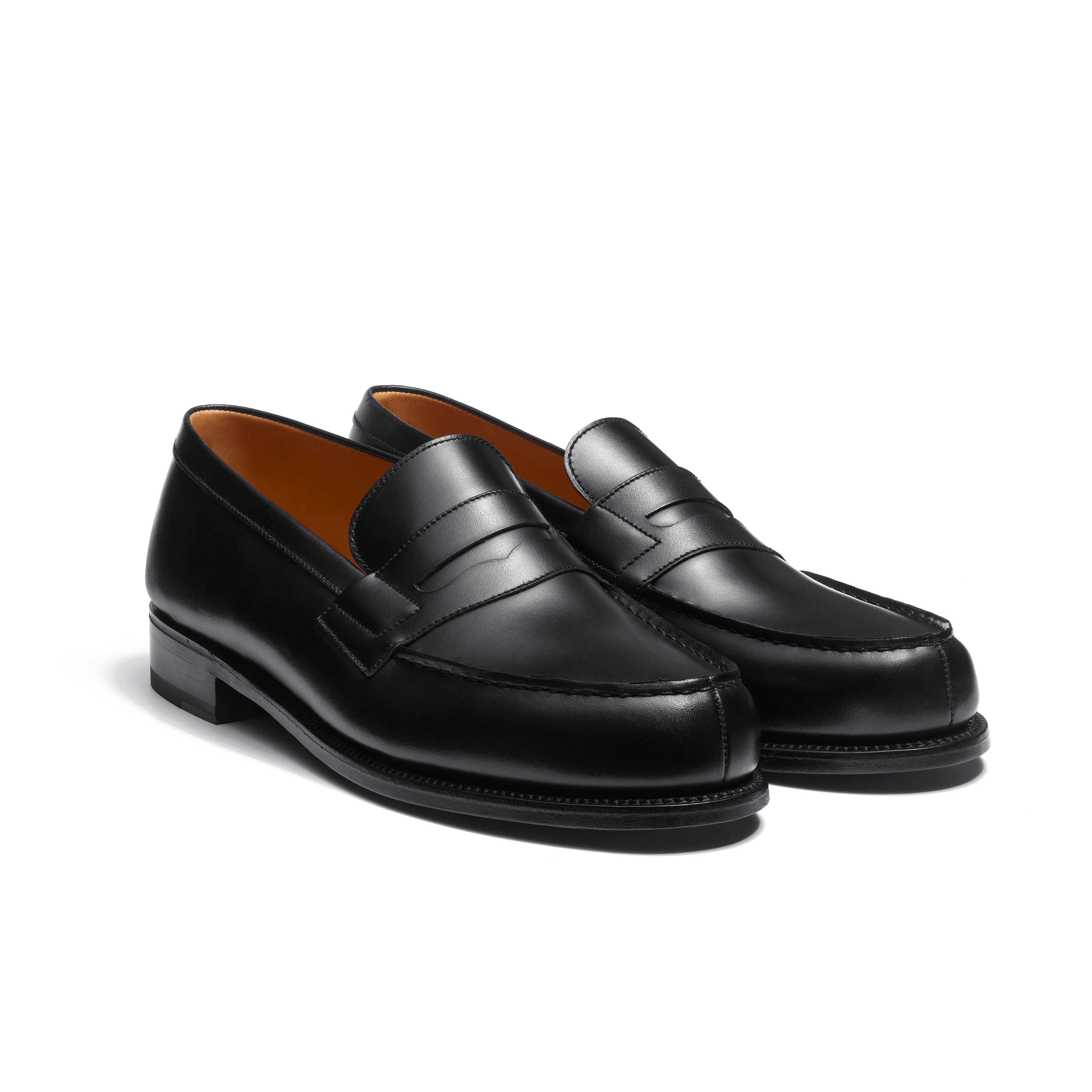 Black pair showing the penny strap and apron seam