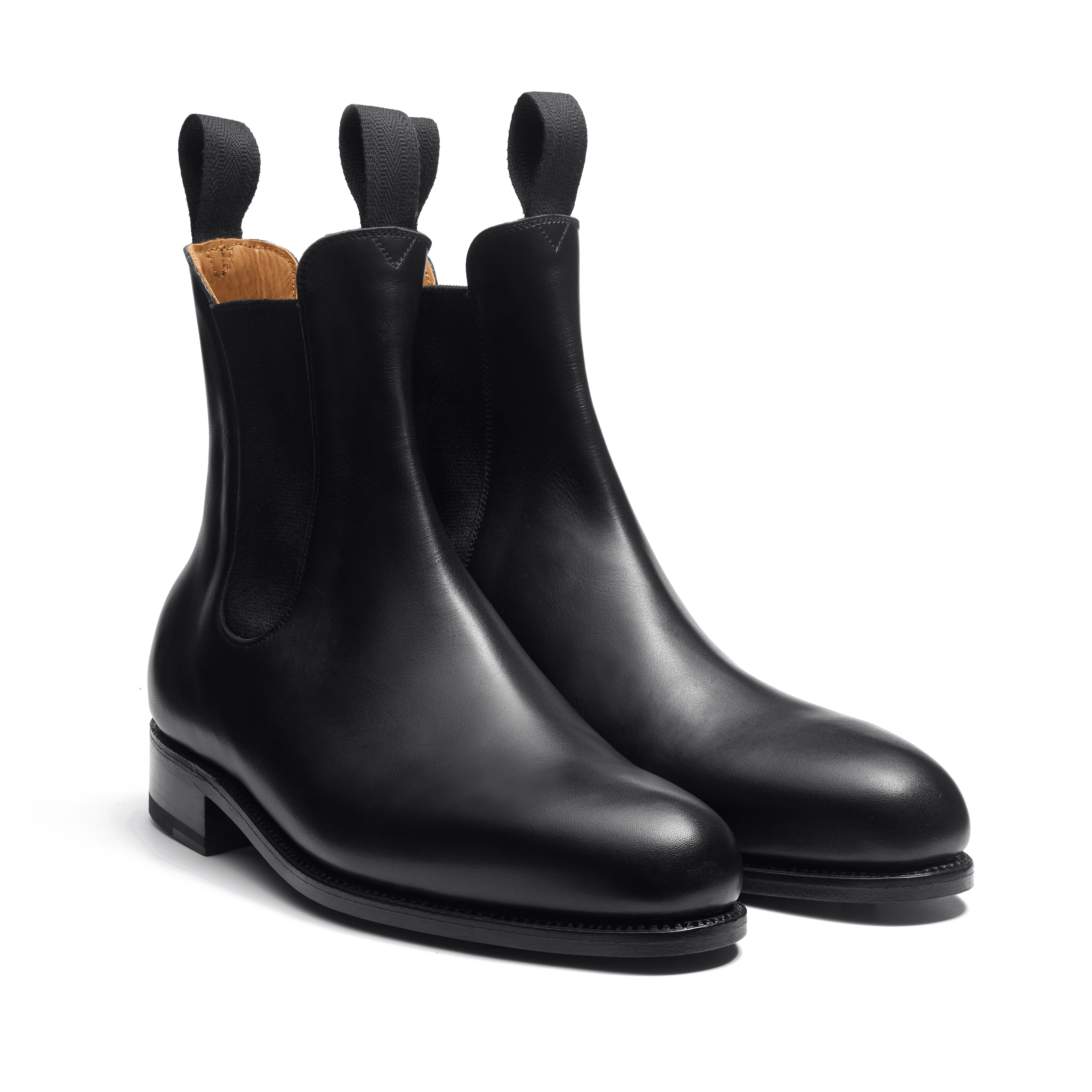 Black pair showing the elongated toe and pull tabs