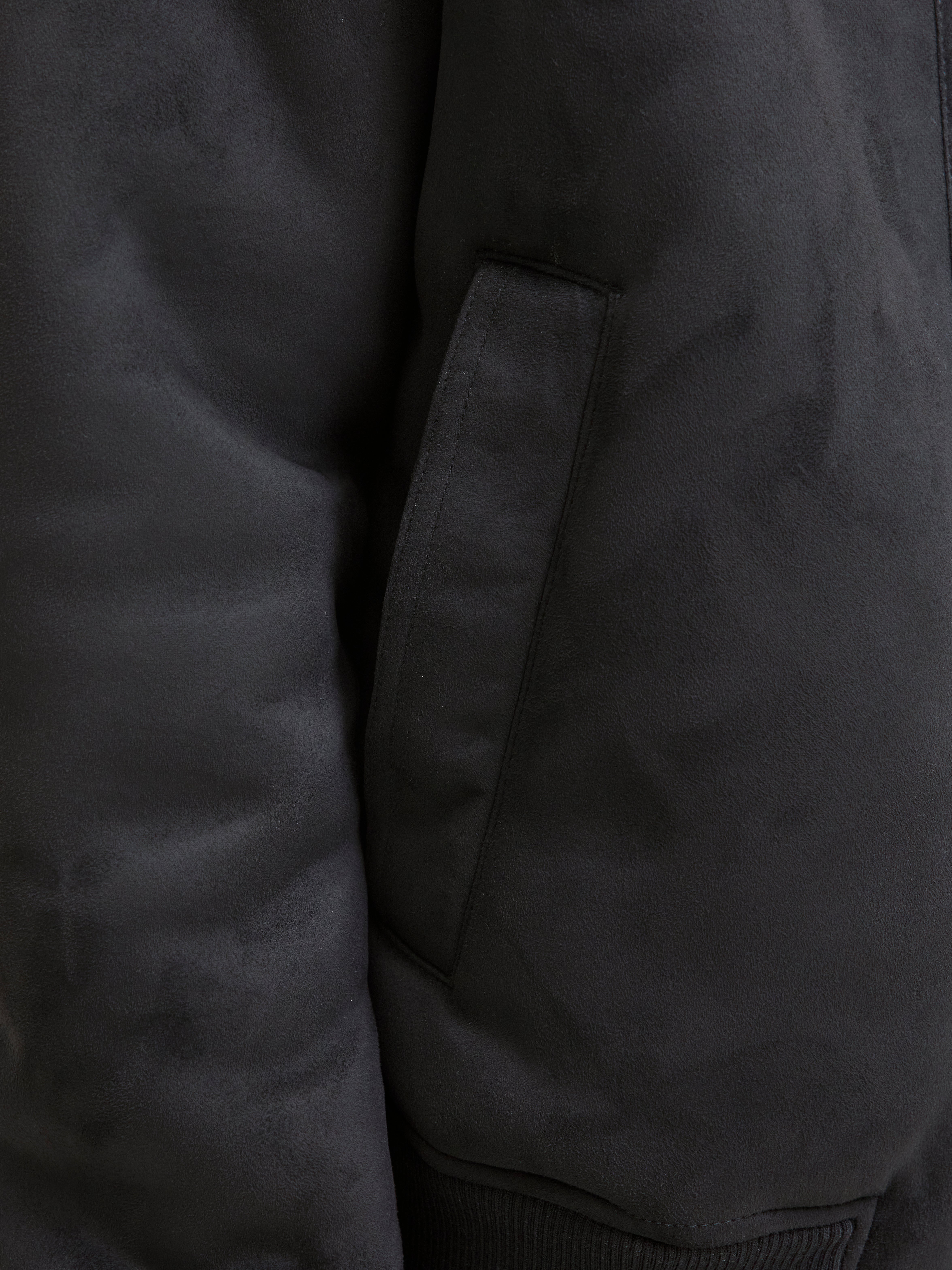 Close detail on the pocket and suede-look surface