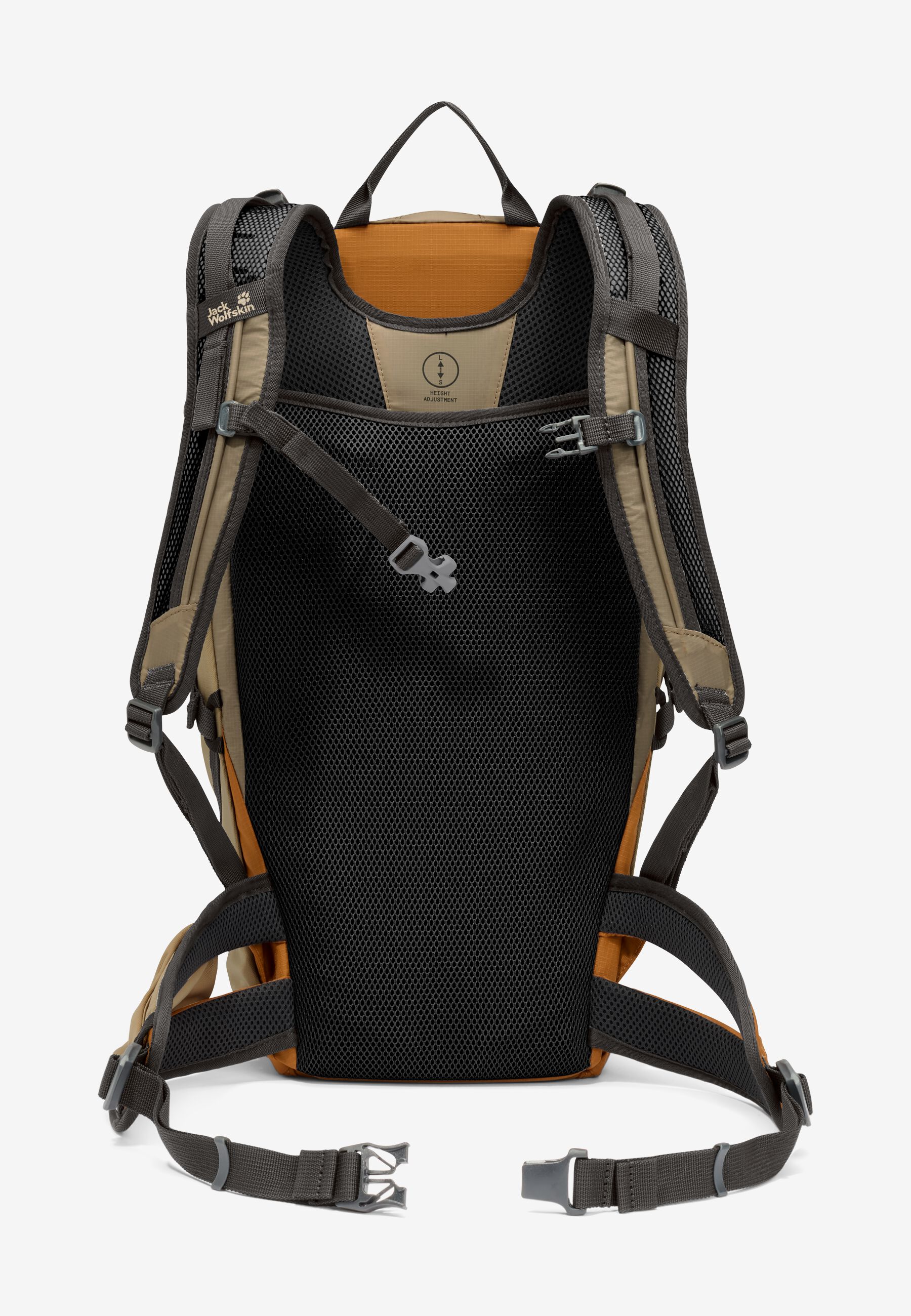 Back panel and harness view with the ventilated contact area