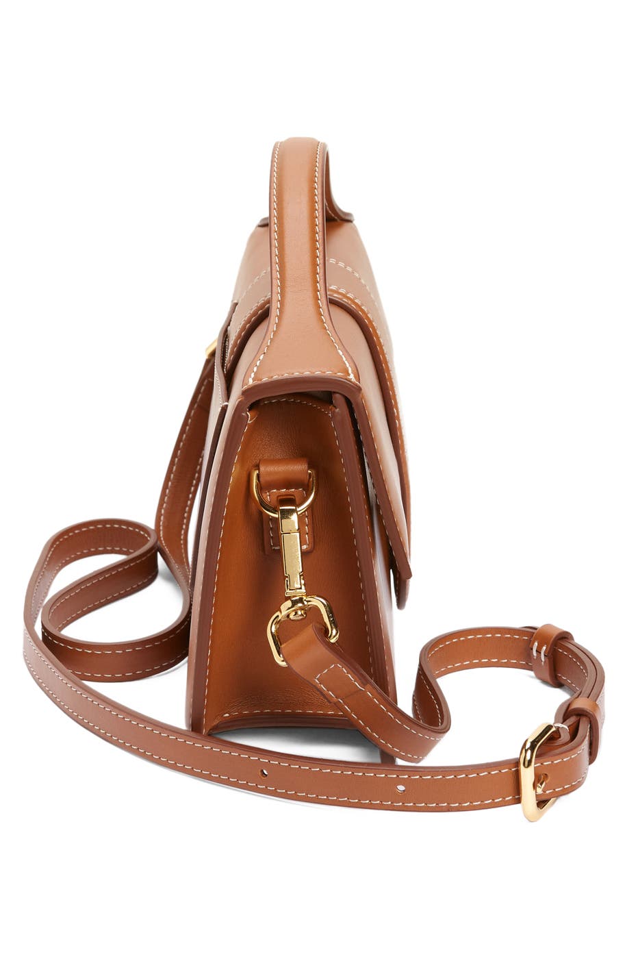 Side profile showing the gusset and strap attachment