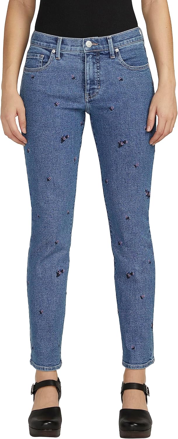 Cassie Mid Rise Slim Straight Leg Jeans