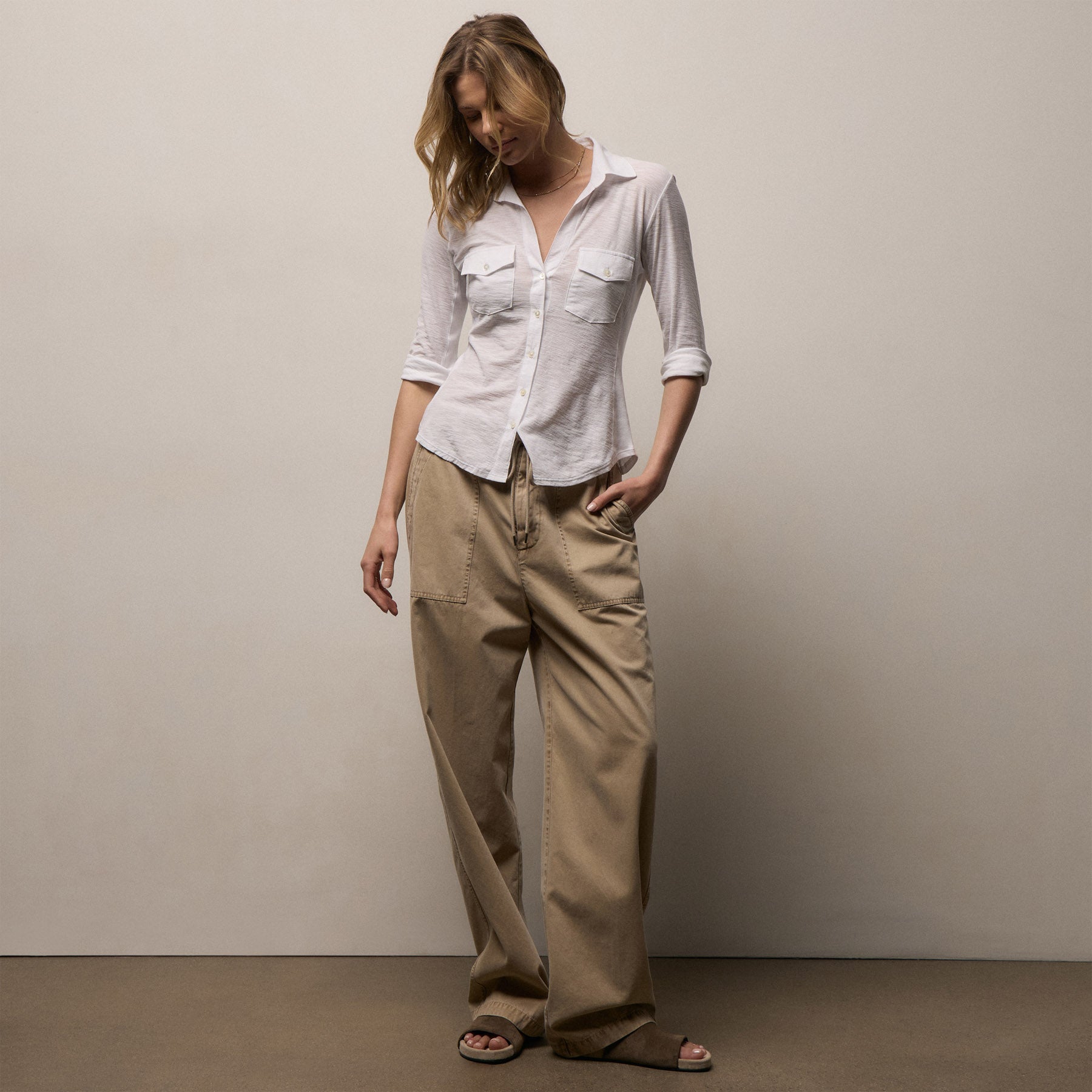 Sheer Slub Side Panel Shirt alternate angle