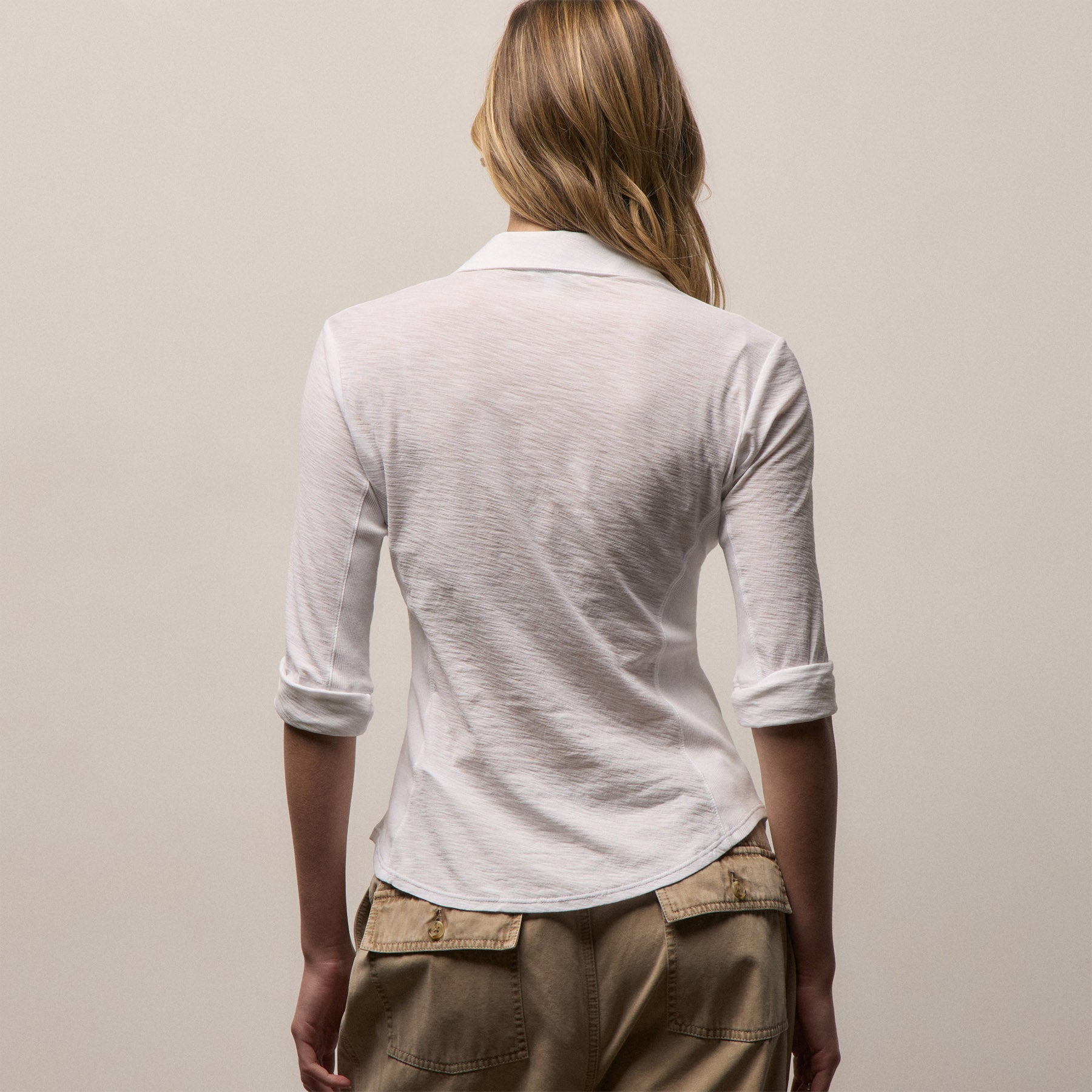 Sheer Slub Side Panel Shirt profile detail