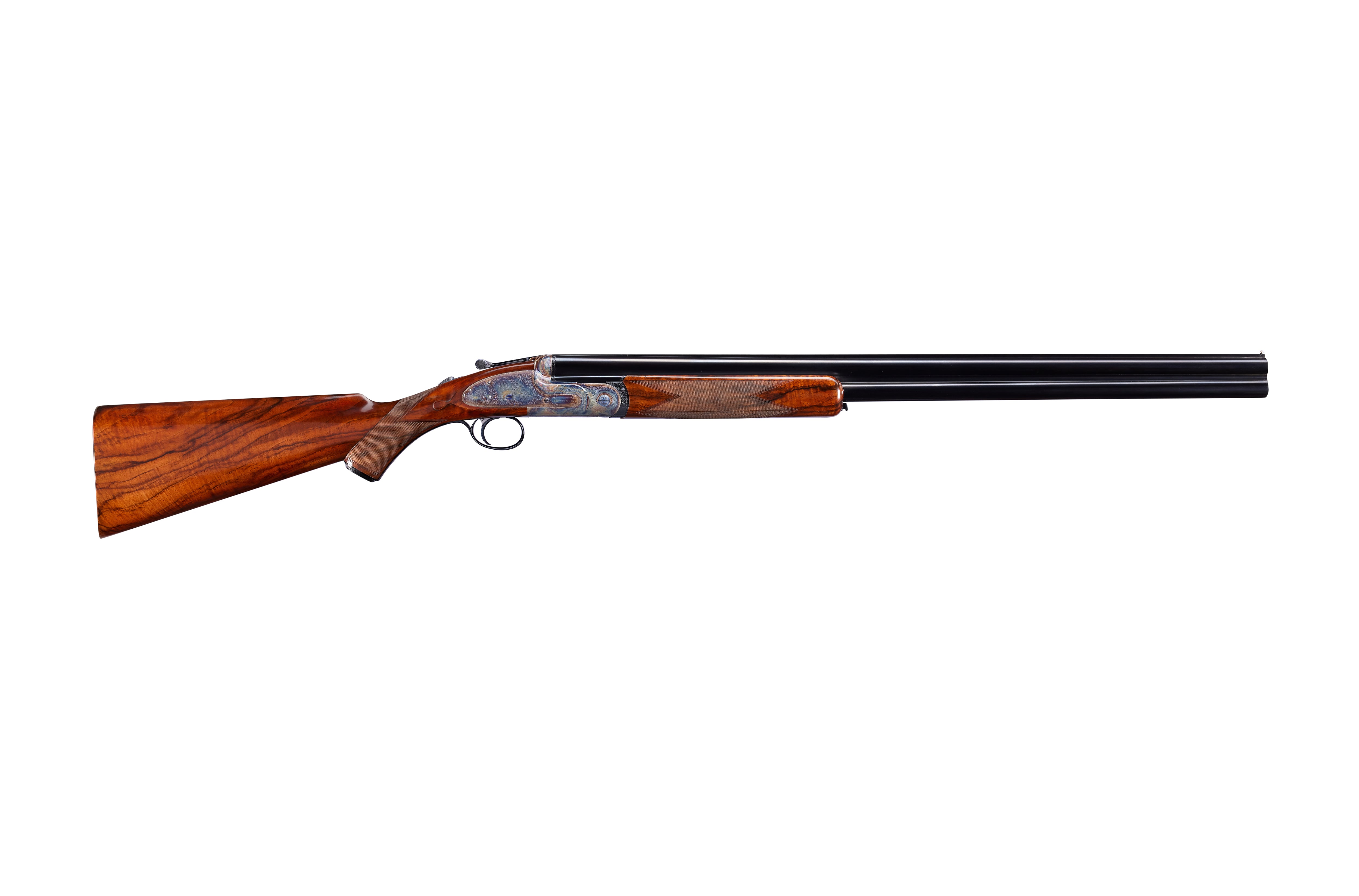 Full side view with the stacked-barrel stance
