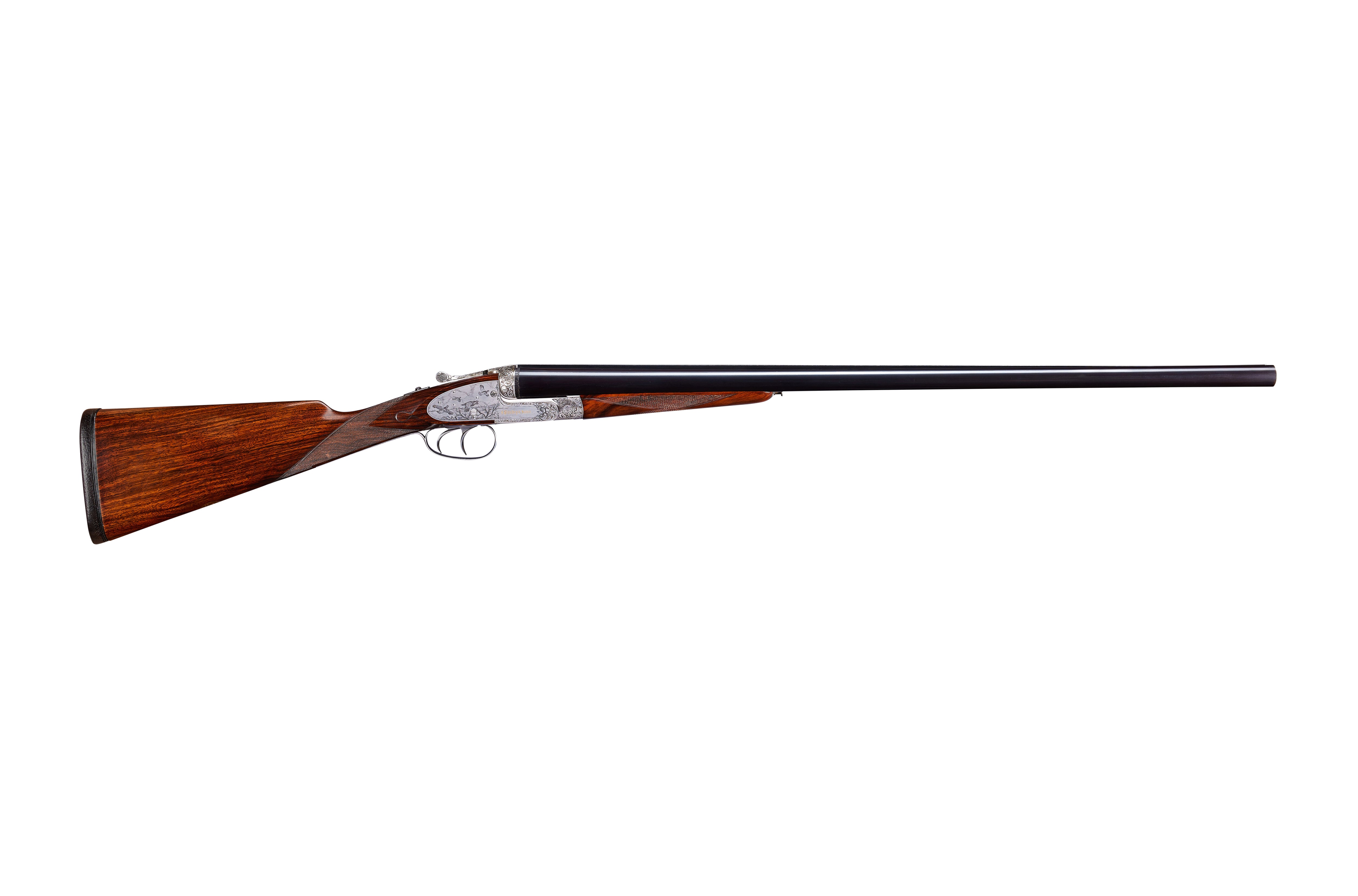 Full side view showing the long, low barrel line